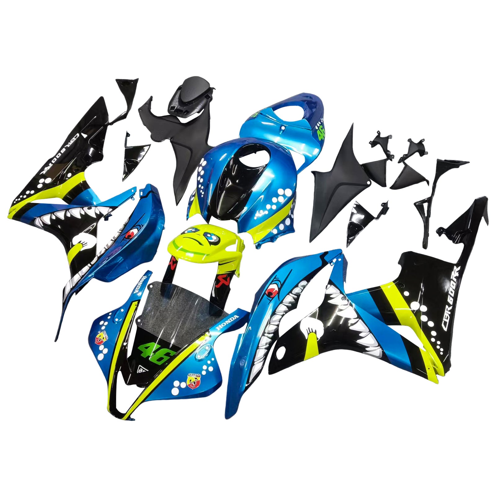 Amotopart 2007-2008 Honda CBR600RR Green&Blue Monster Fairing Kit