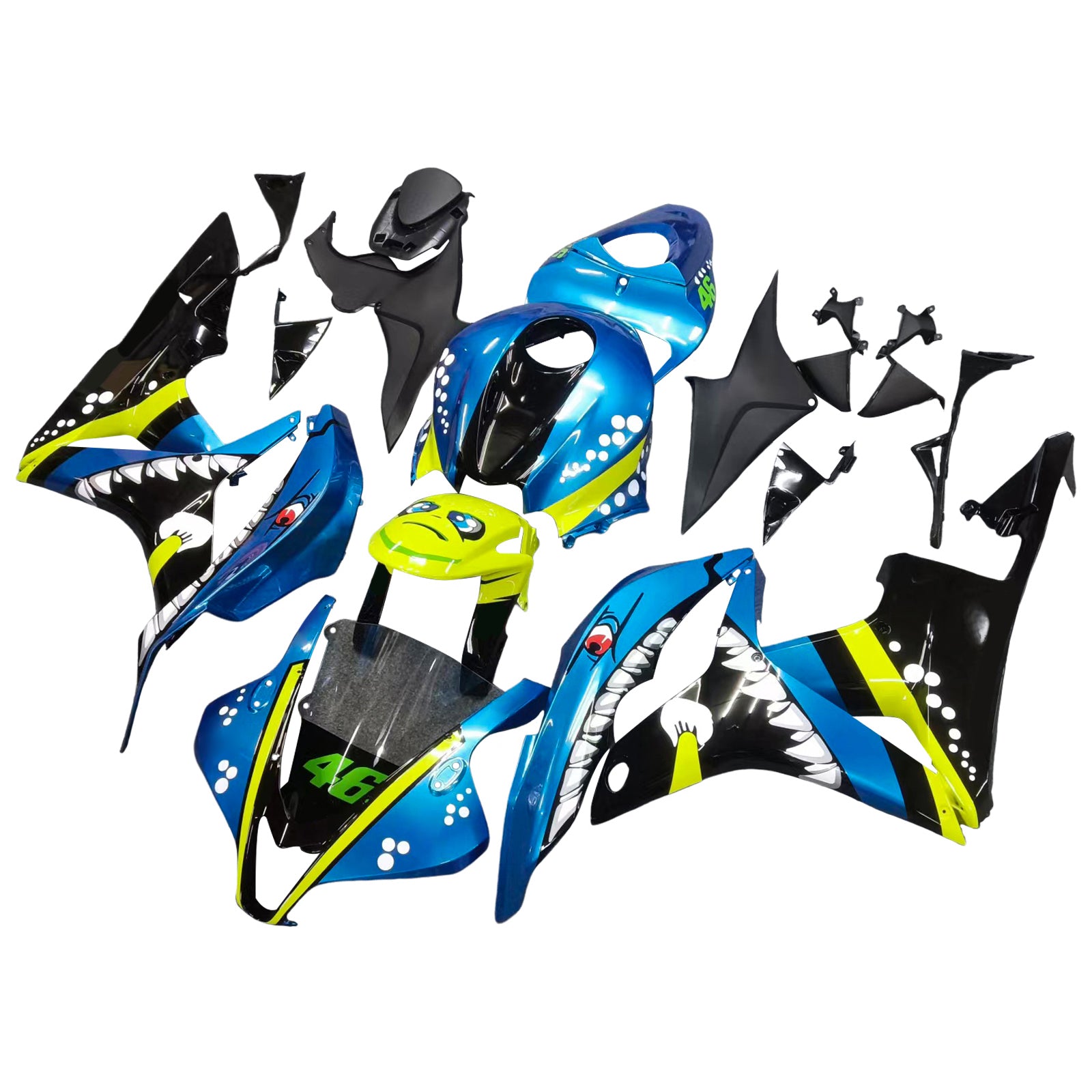 Amotopart 2007-2008 Honda CBR600RR Grün&Blue Monster Verkleidungssatz