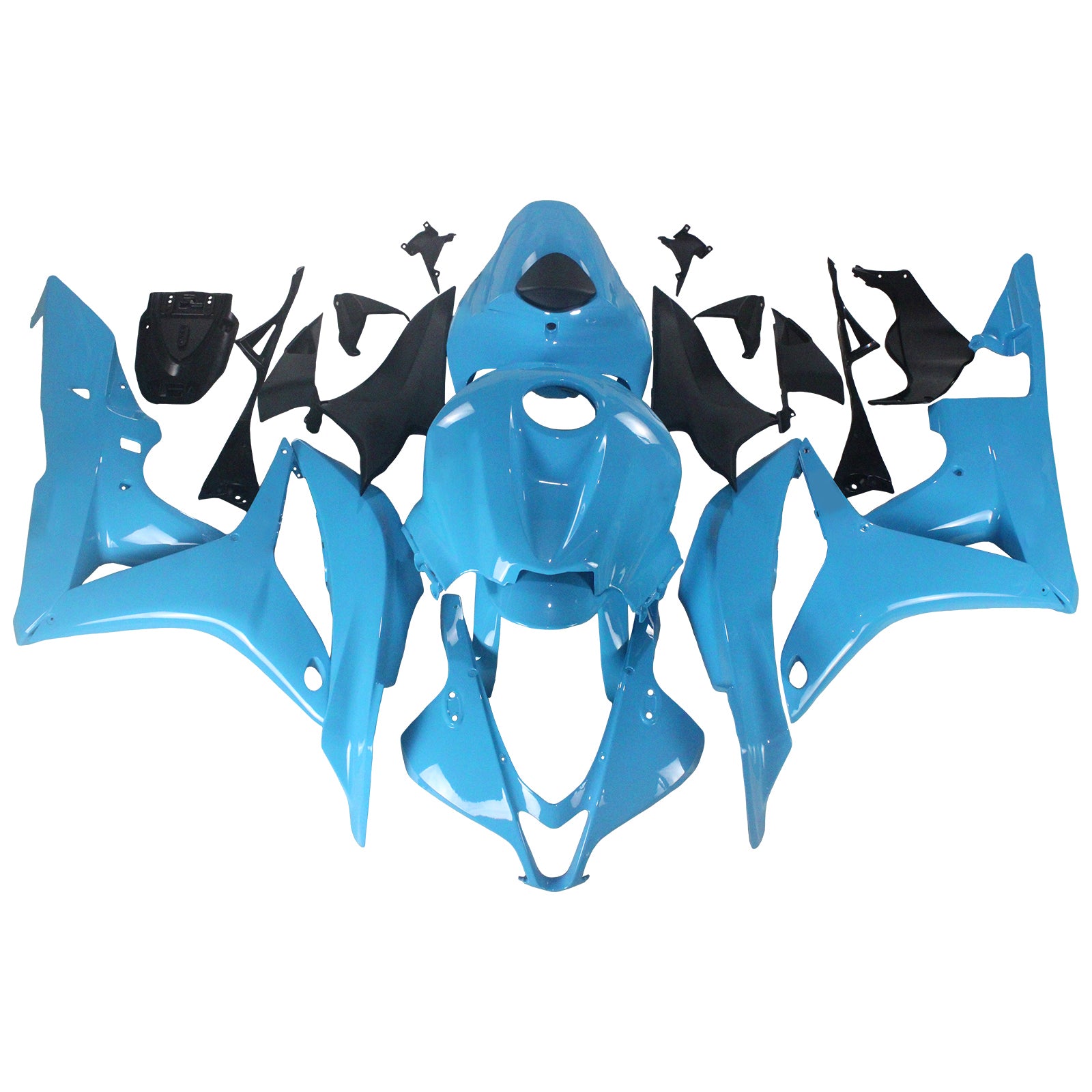 Amotopart 2007-2008 Honda CBR600RR Bleu&Kit de carénage avec logo noir