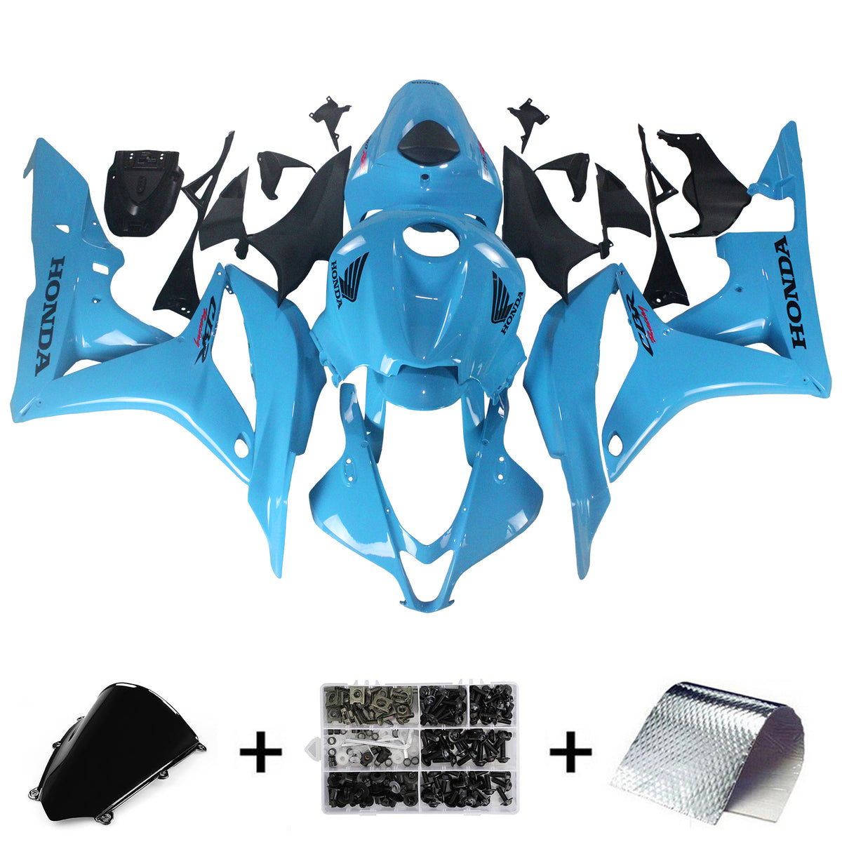 Amotopart 2007-2008 Honda CBR600RR Kit de carénage avec logo bleu et noir