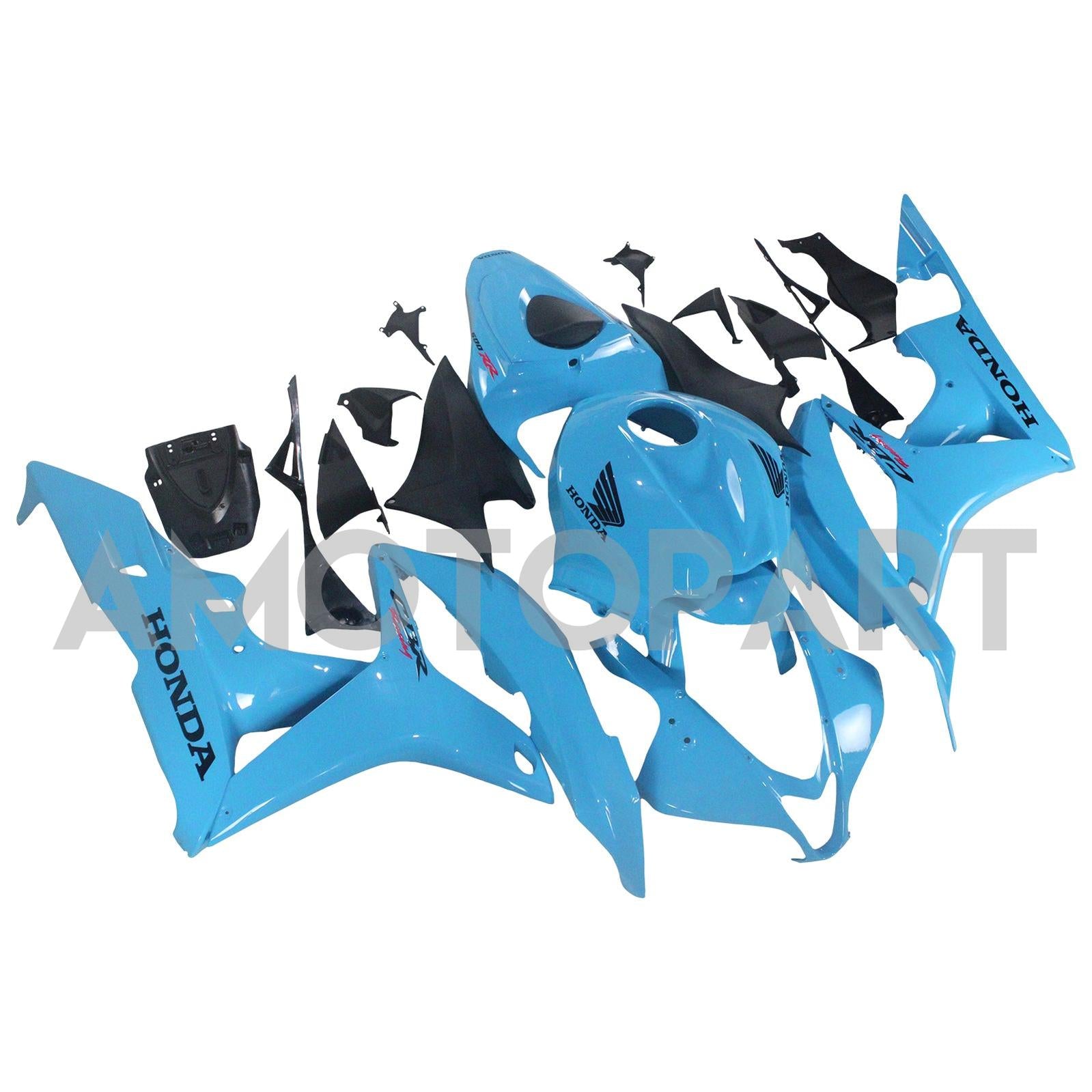Amotopart 2007-2008 Honda CBR600RR Blue & Black Logo Fairing Kit