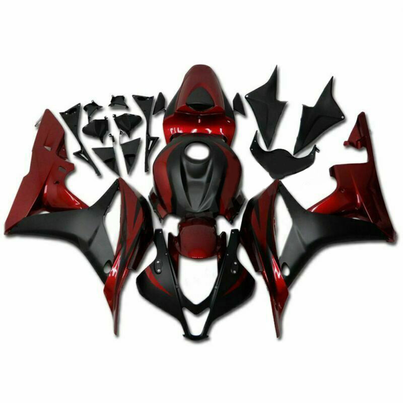 Amotopart 2007-2008 Honda CBR600 Kit de carenado rojo oscuro y negro