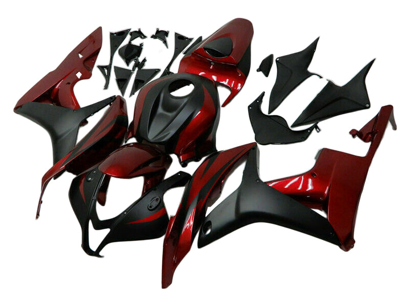 Amotopart 2007-2008 Honda CBR600 Kit de carenado rojo oscuro y negro