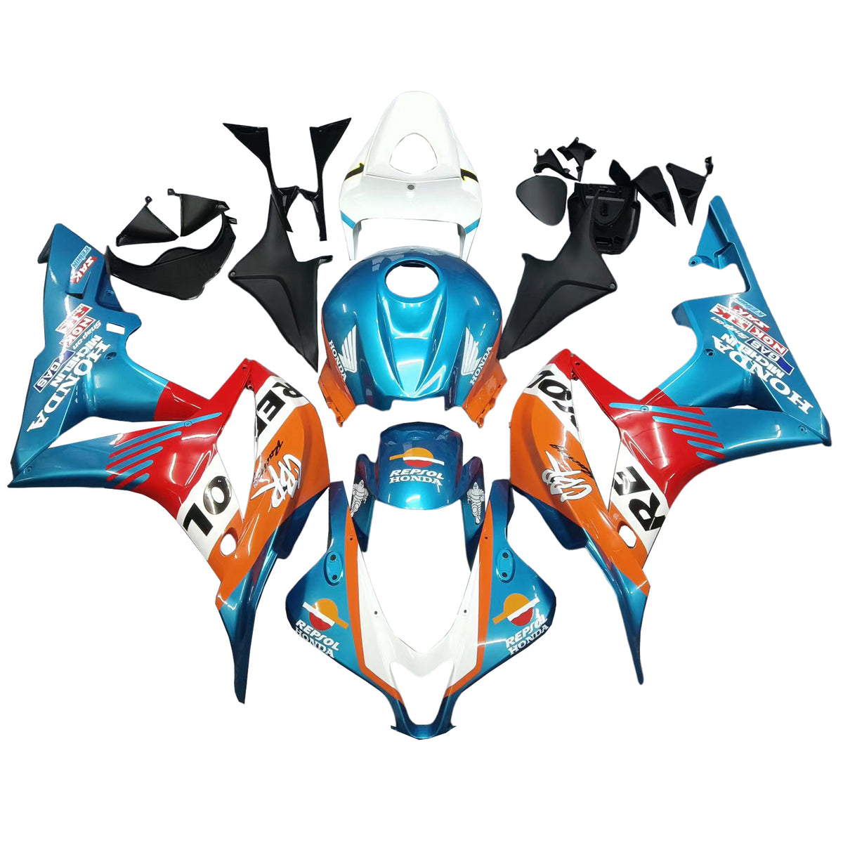 Amotopart 2007-2008 Honda CBR600RR Kit de carenado azul naranja blanco