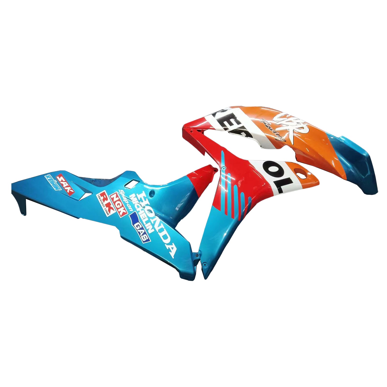 Amotopart 2007–2008 Honda CBR600RR Blau Orange Weiß Verkleidungsset