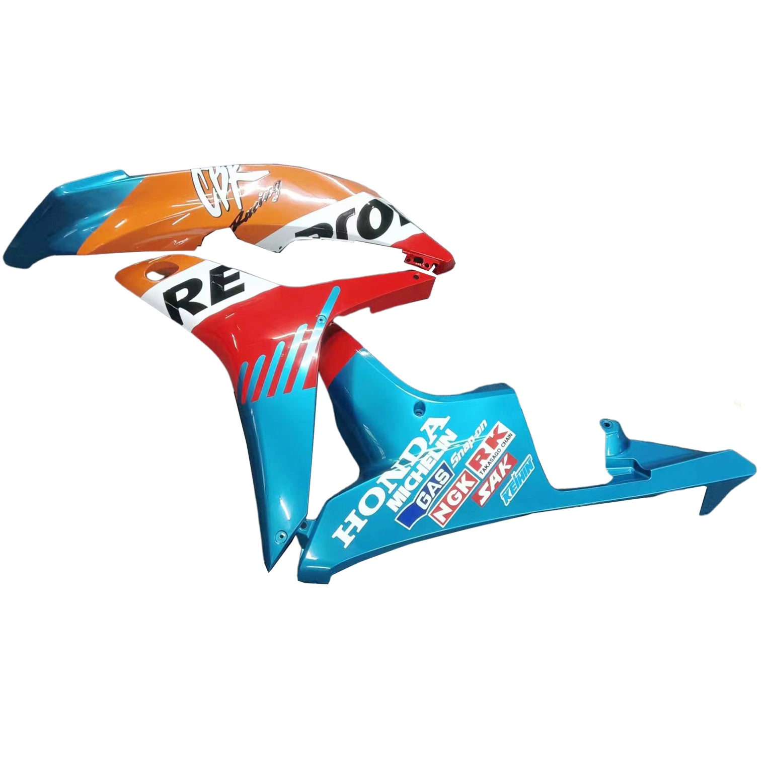 Amotopart 2007–2008 Honda CBR600RR Blau Orange Weiß Verkleidungsset