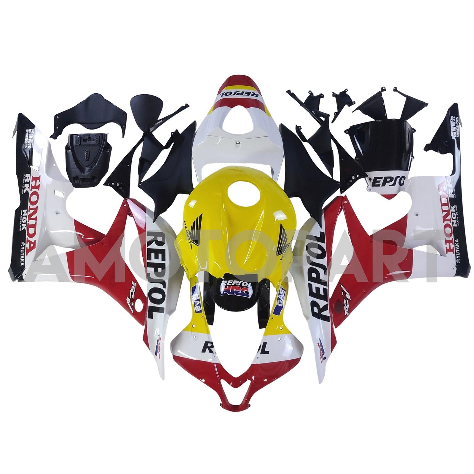 Amotopart 2007-2008 Honda CBR600RR Red Yellow White Fairing Kit