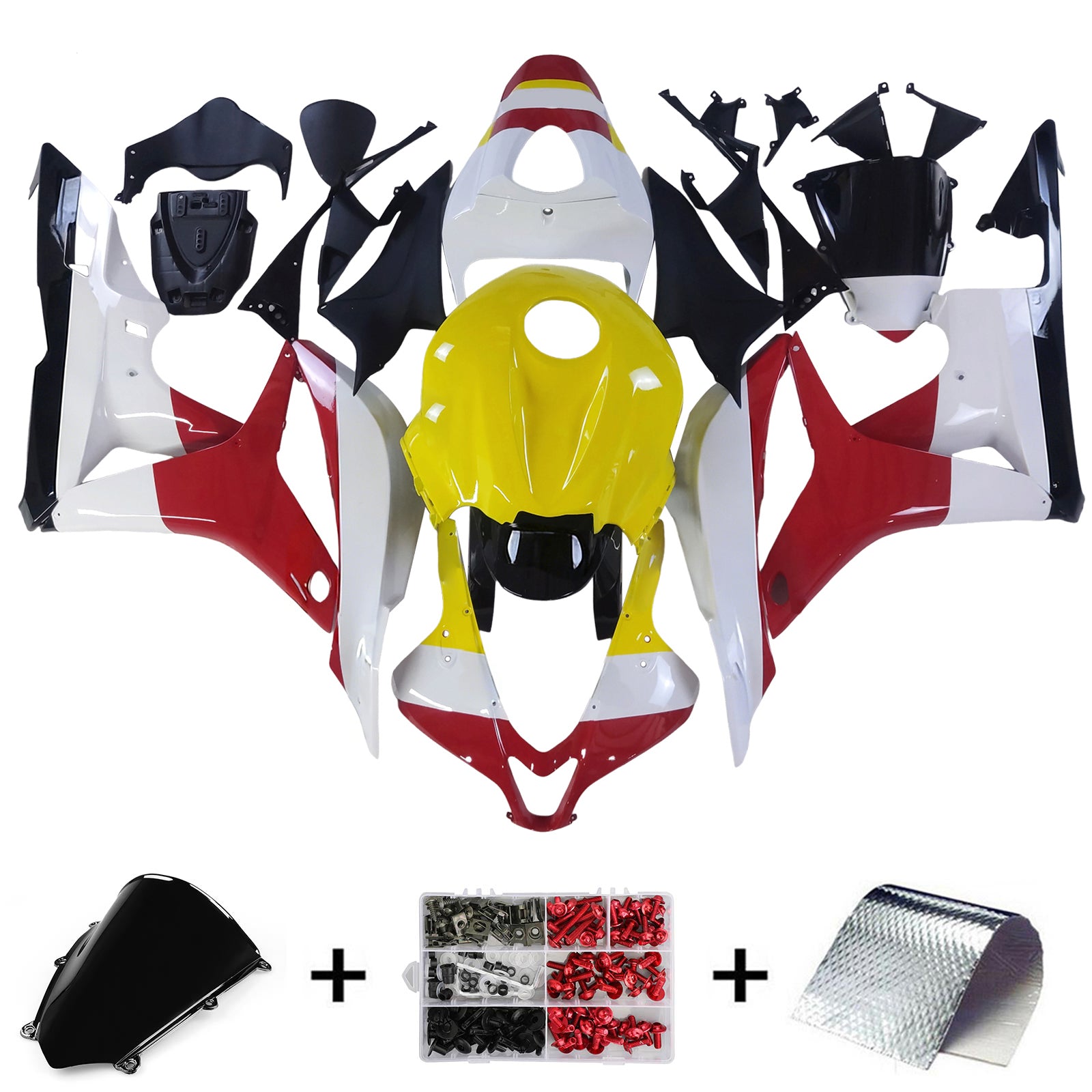 Kit carena Amotopart 2007-2008 Honda CBR600RR rosso giallo bianco