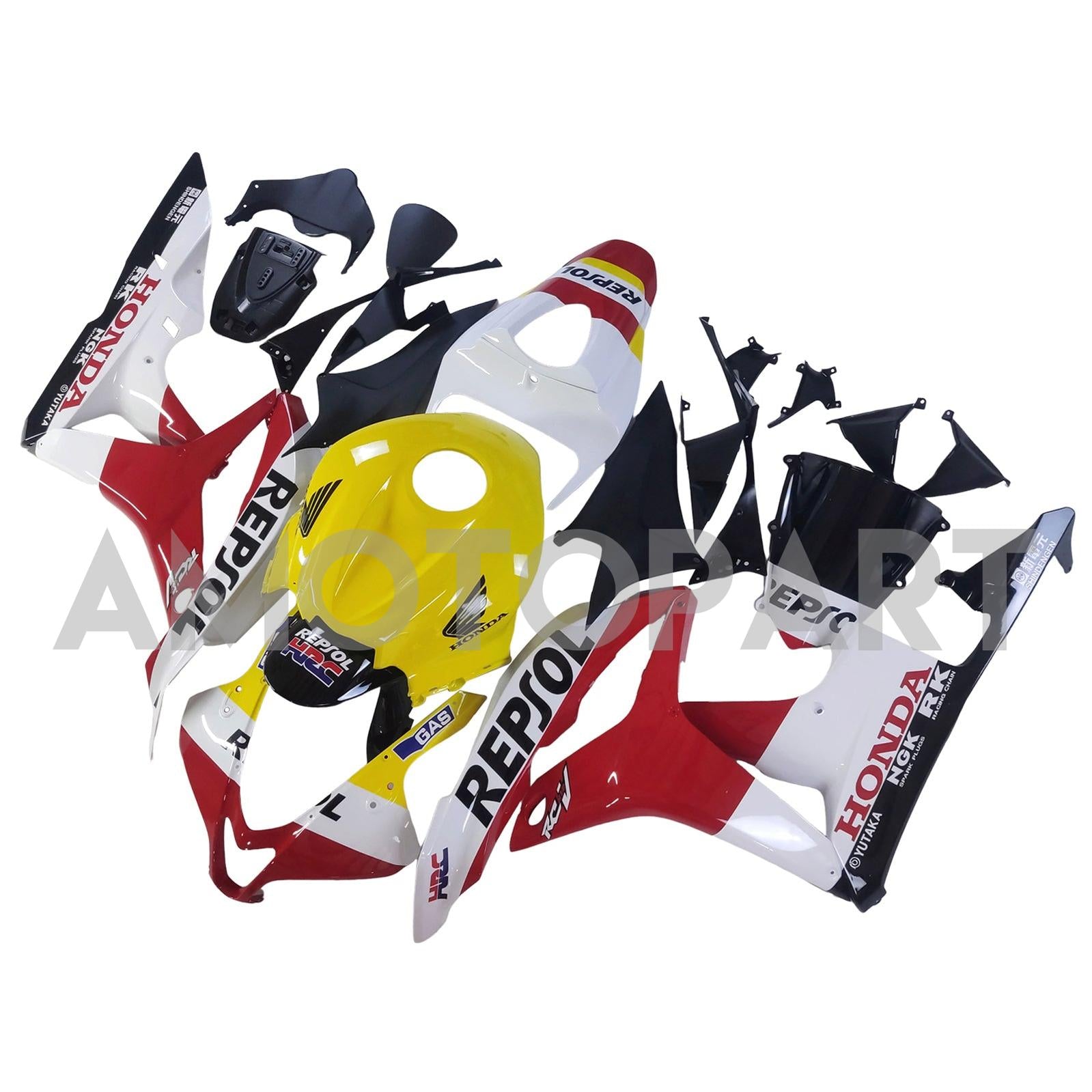 Amotopart 2007-2008 Honda CBR600RR Red Yellow White Fairing Kit