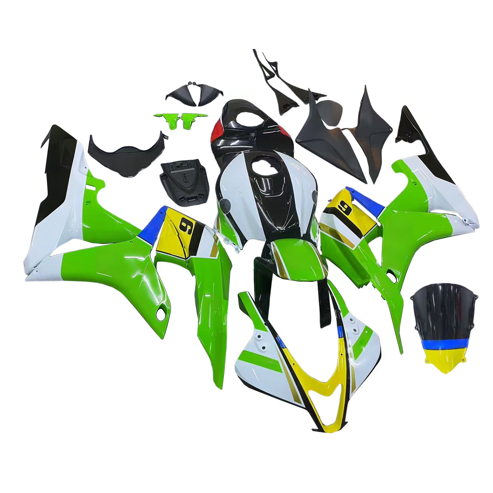 Amotopart 2007-2008 Honda CBR600RR Groene geel witte kuipkit