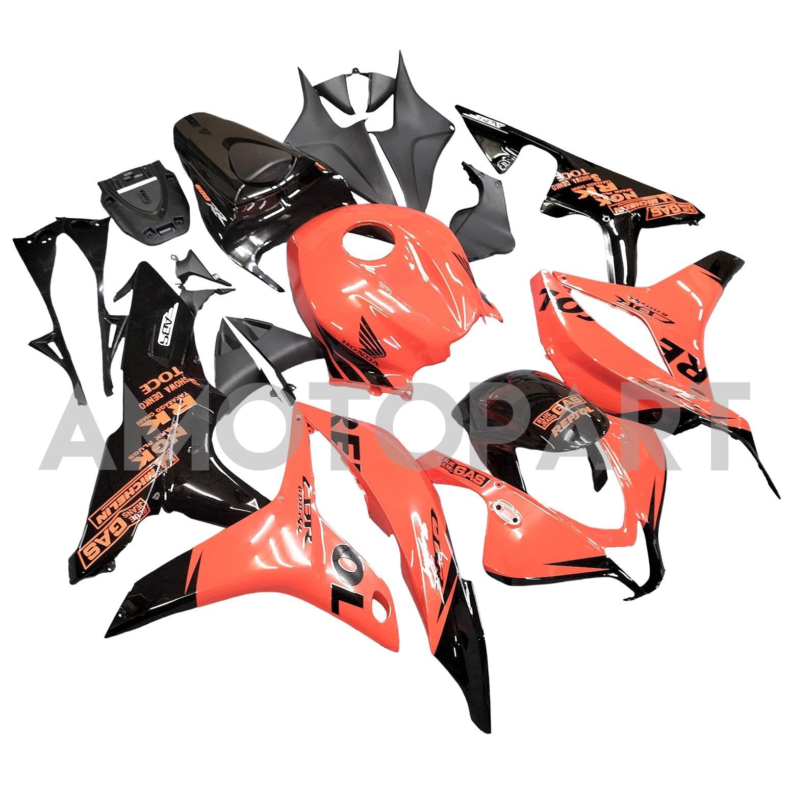Amotopart 2007-2008 Honda CBR600RR Orange&Black Fairing Kit