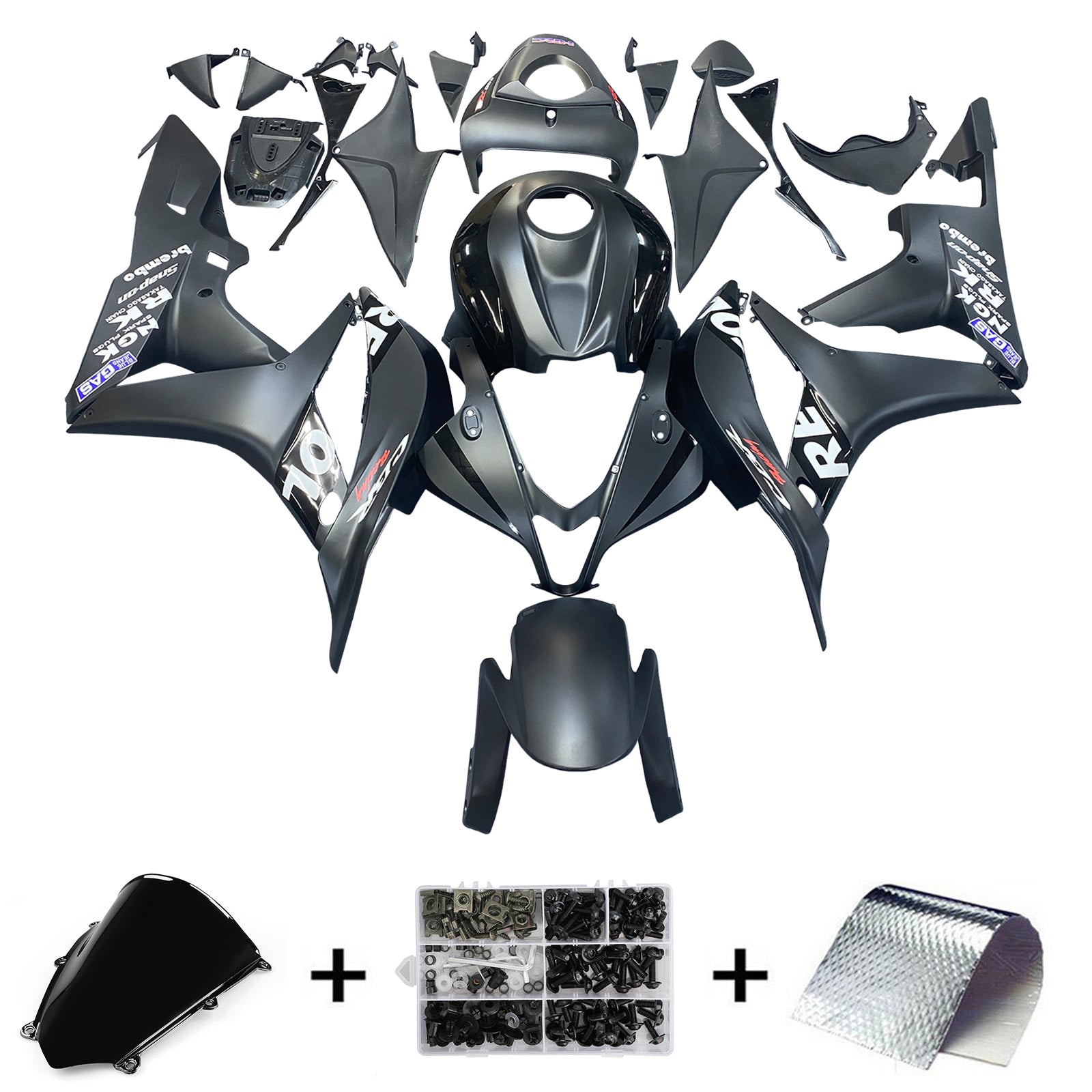 Amotopart 2007-2008 Honda CBR600RR Black White Red Fairing Kit