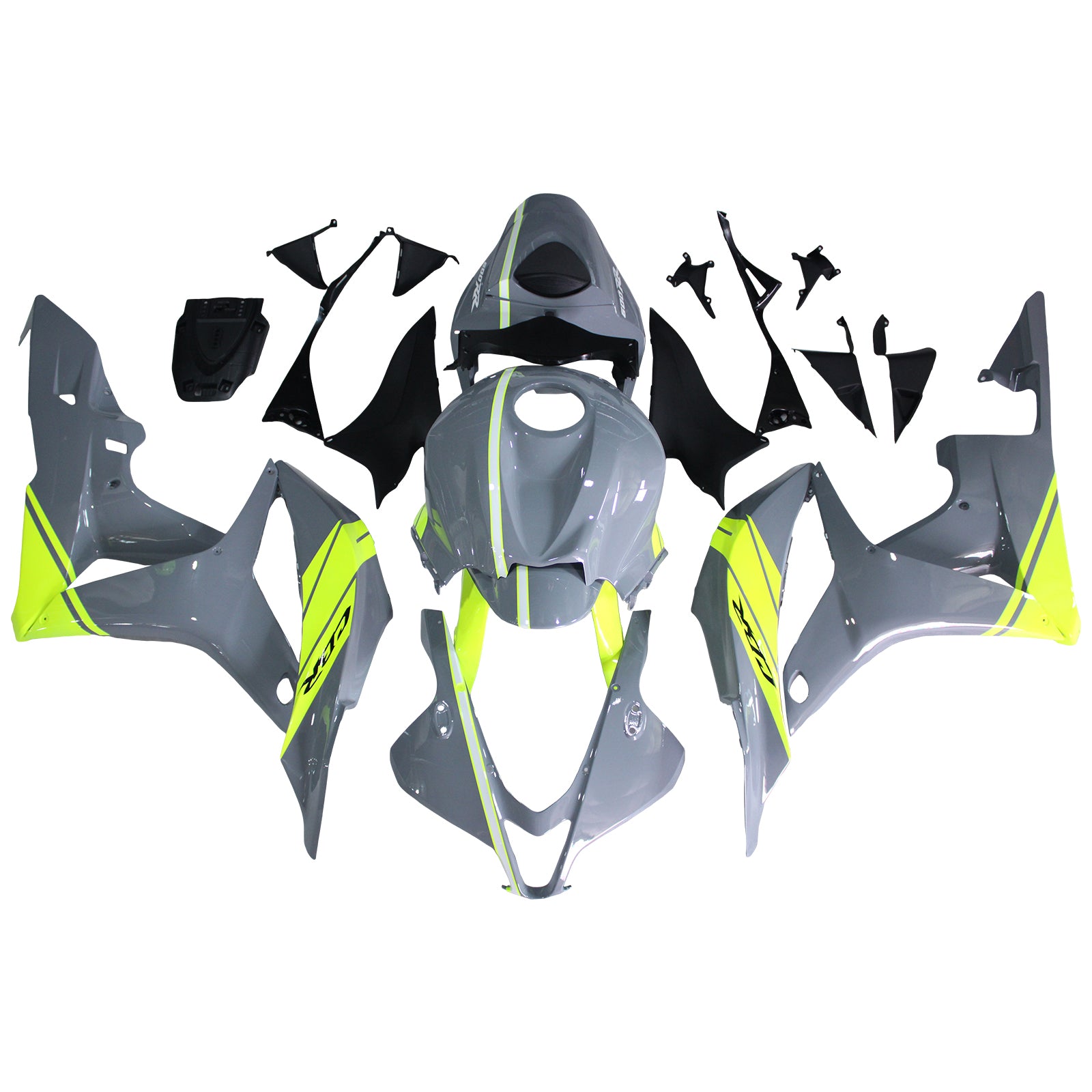 Amotopart 2007-2008 Honda CBR600RR Grey Yellow Fairing Kit