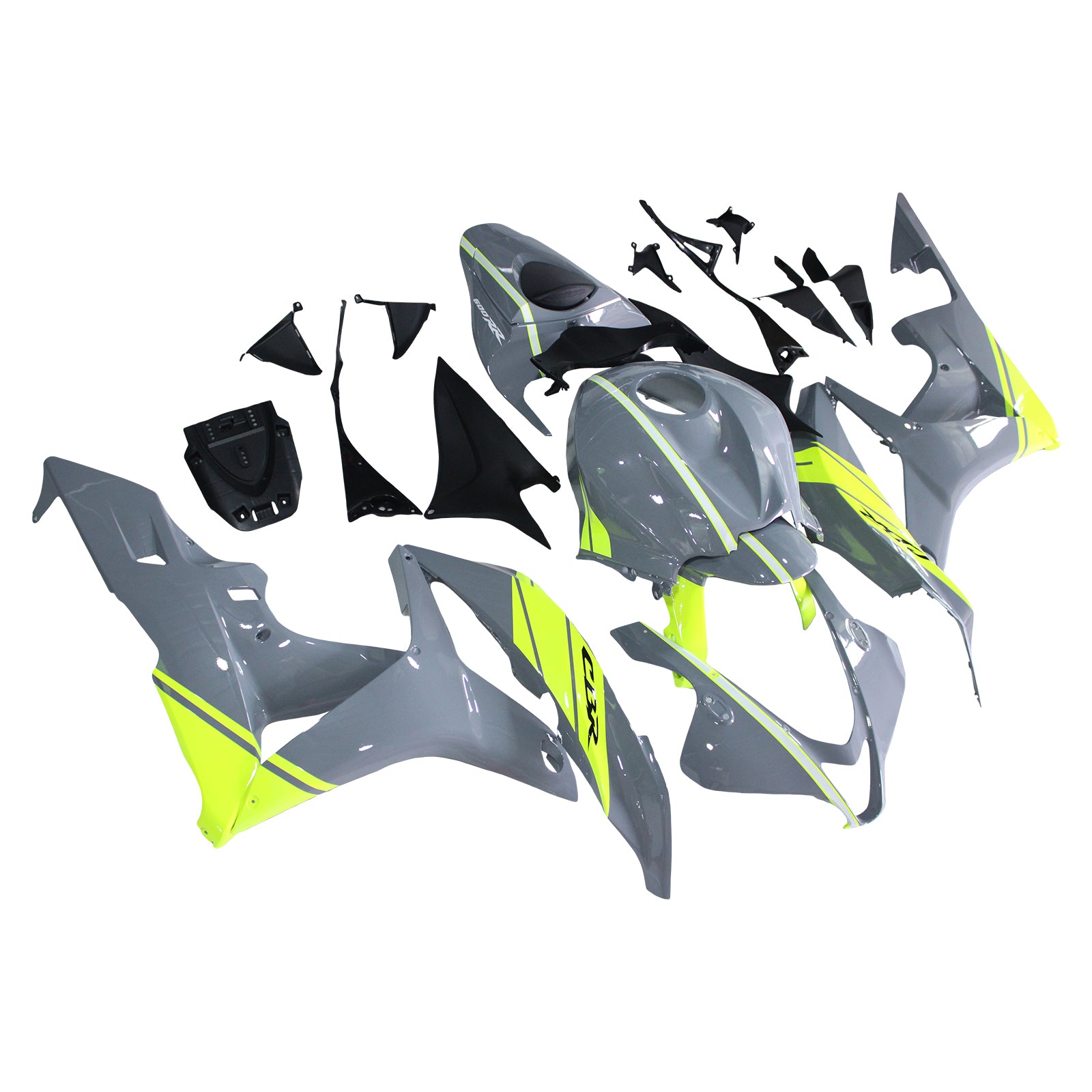 Amotopart 2007-2008 Honda CBR600RR Grey Yellow Fairing Kit