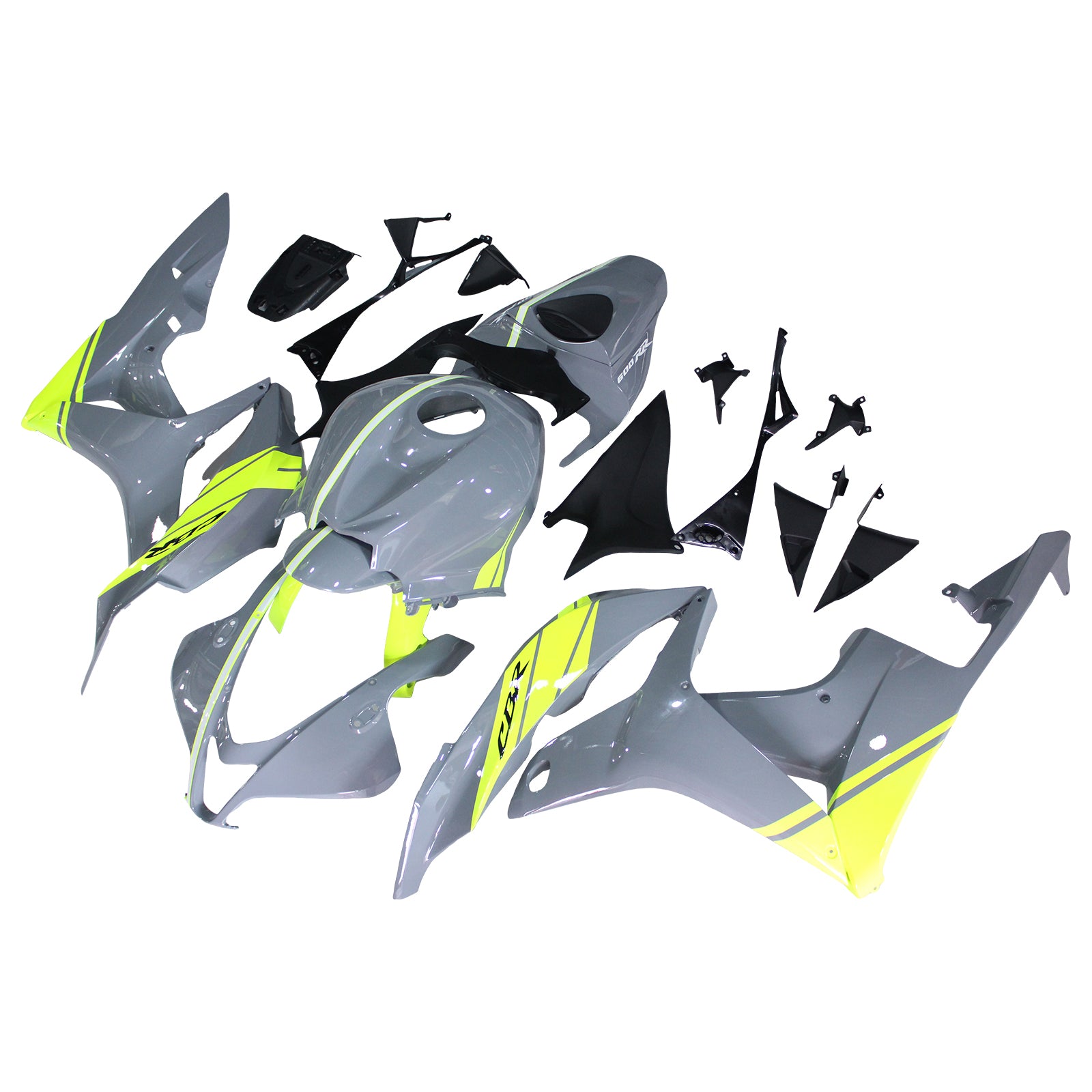 Amotopart 2007-2008 Honda CBR600RR Grey Yellow Fairing Kit