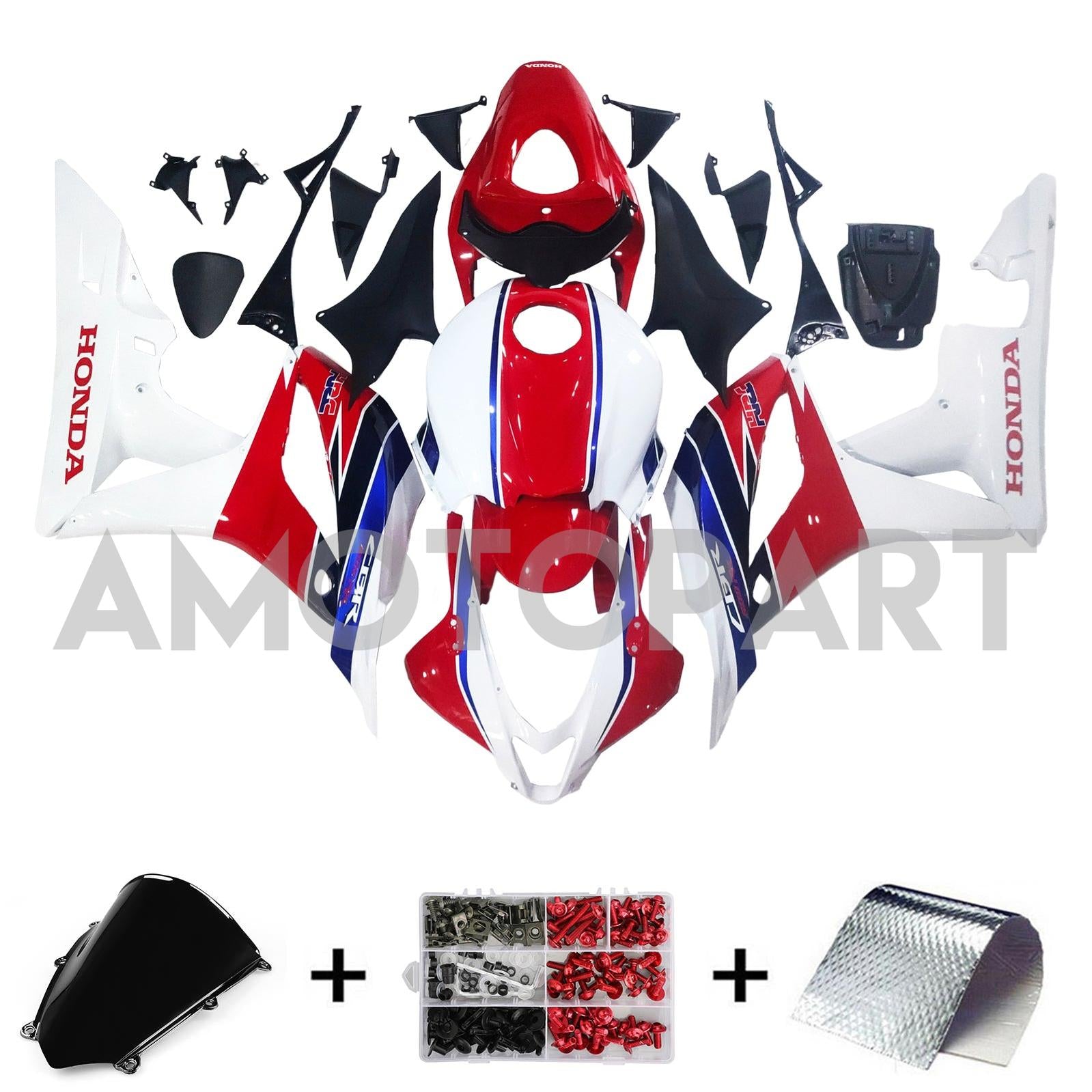 Amotopart 2007-2008 Honda CBR600RR White Red Blue Fairing Kit