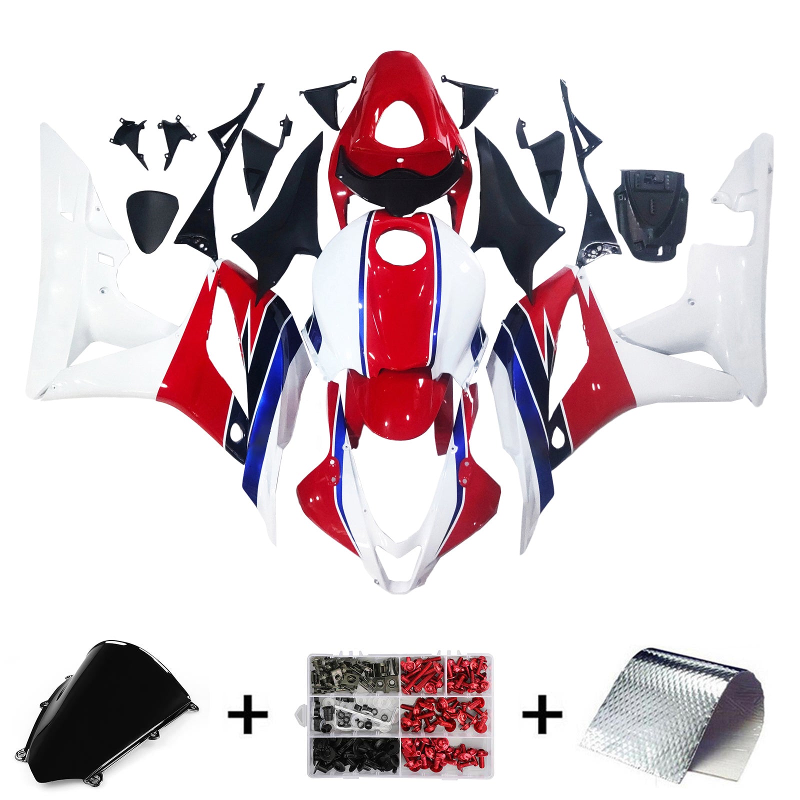 Amotopart 2007-2008 Honda CBR600RR White Red Blue Fairing Kit