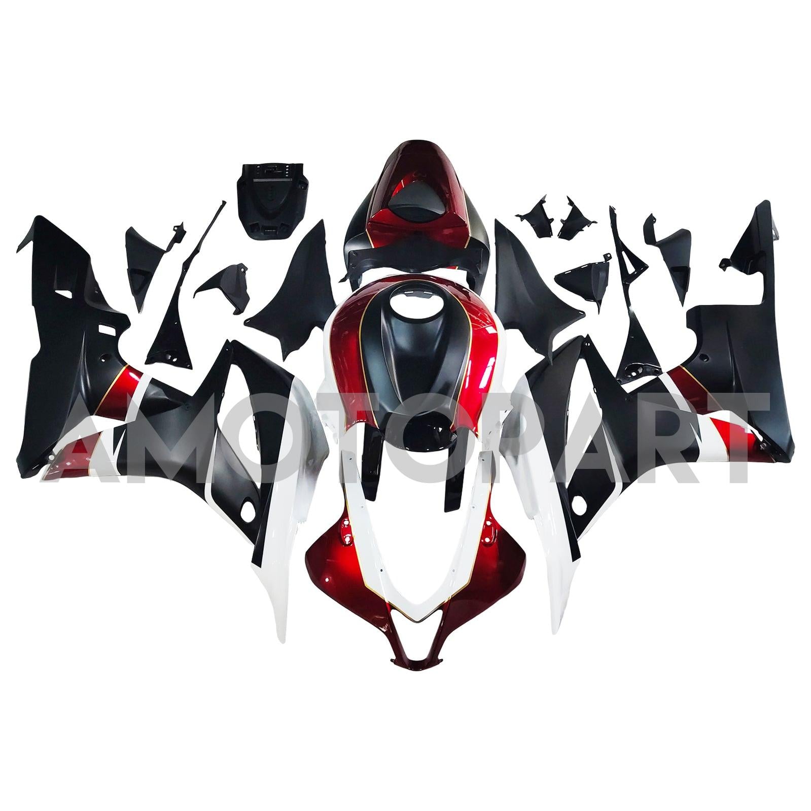 Amotopart 2007-2008 Honda CBR600RR White Red Black Fairing Kit