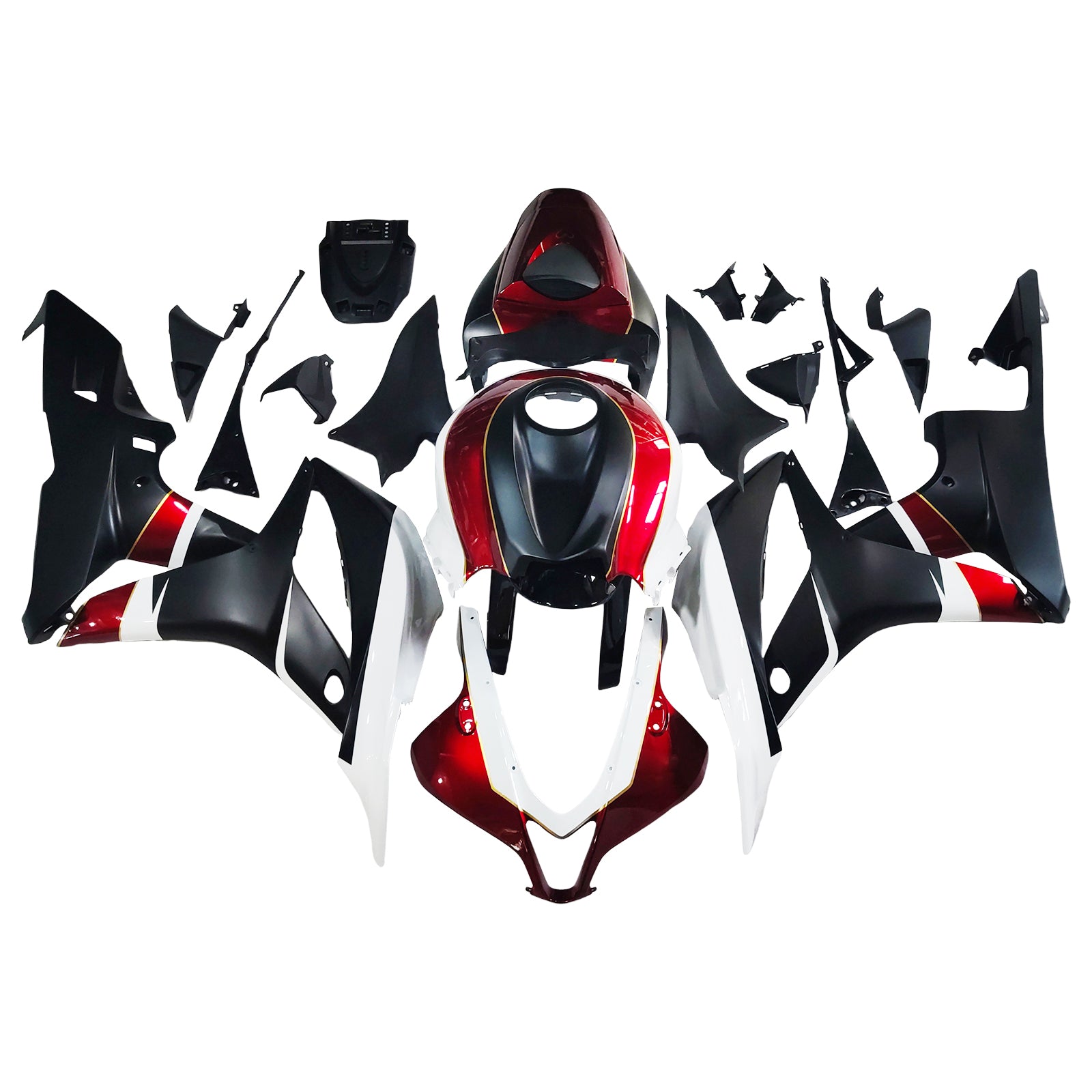 Amotopart 2007-2008 Honda CBR600RR White Red Black Fairing Kit
