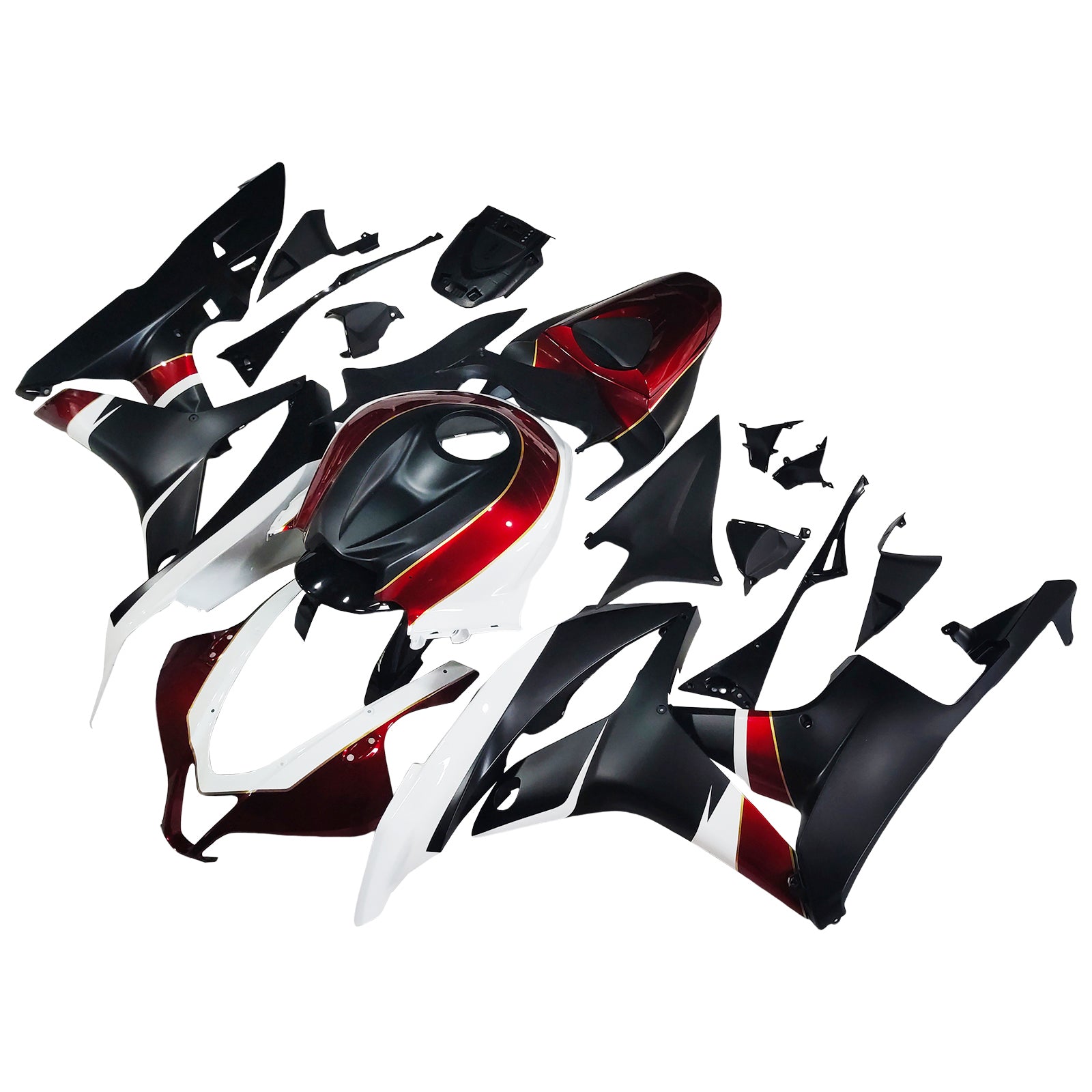 Amotopart 2007-2008 Honda CBR600RR White Red Black Fairing Kit