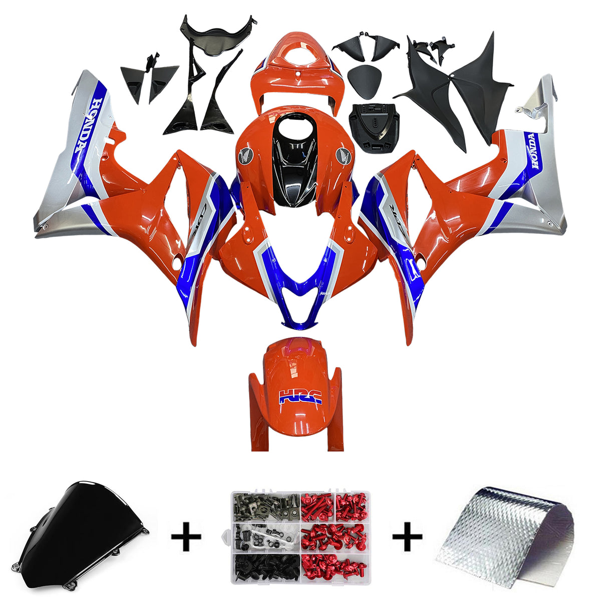 Amotopart 2007-2008 Honda CBR600RR Kit de carénage orange bleu blanc