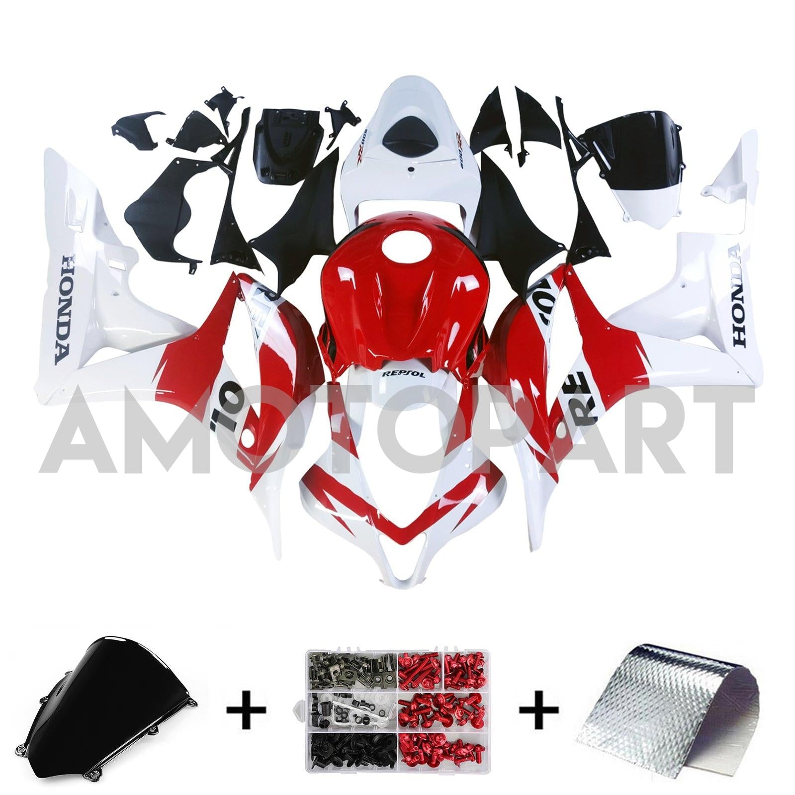 Amotopart 2007-2008 Honda CBR600RR Red White Fairing Kit