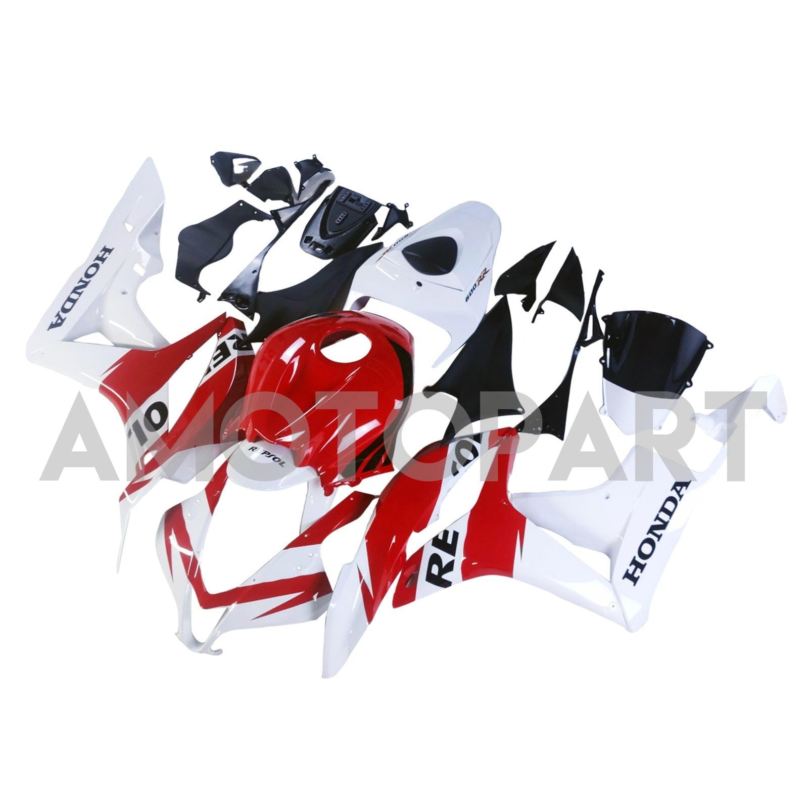 Amotopart 2007-2008 Honda CBR600RR Red White Fairing Zestaw