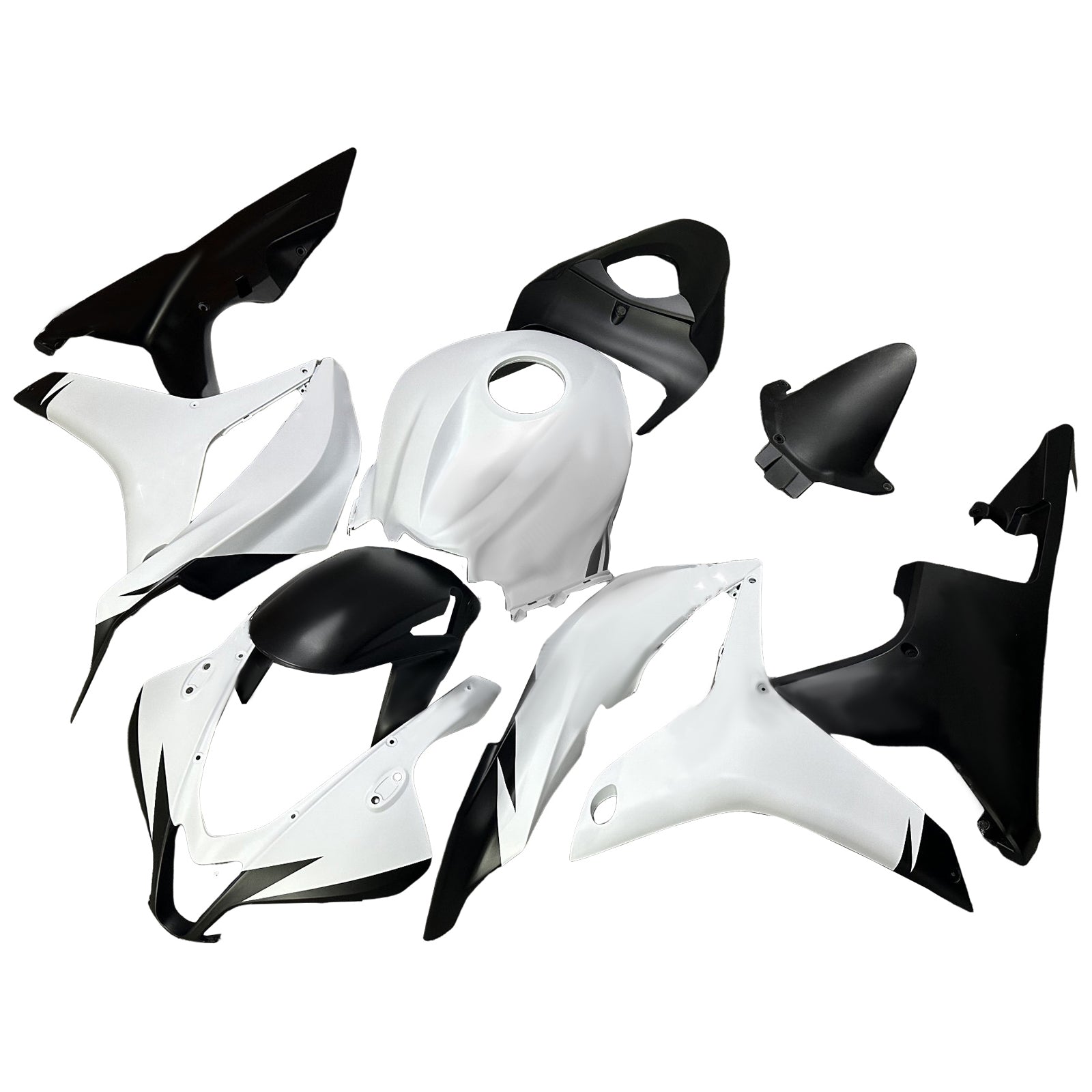 Amotopart 2007–2008 Honda CBR600RR Mattschwarz-weißes Verkleidungsset