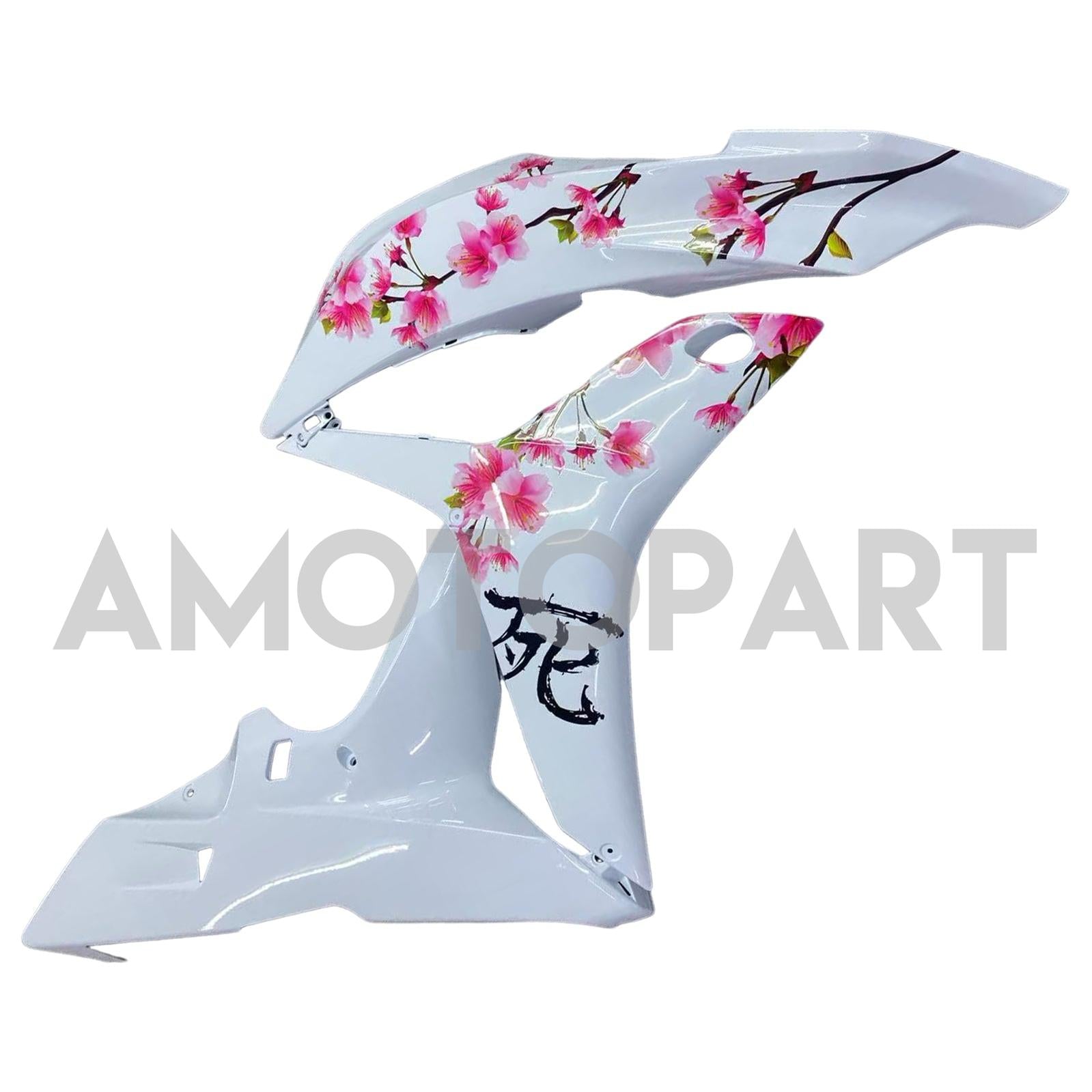 Amotopart 2007-2008 Honda CBR600RR Black White Cherry Blossom Fairing Kit