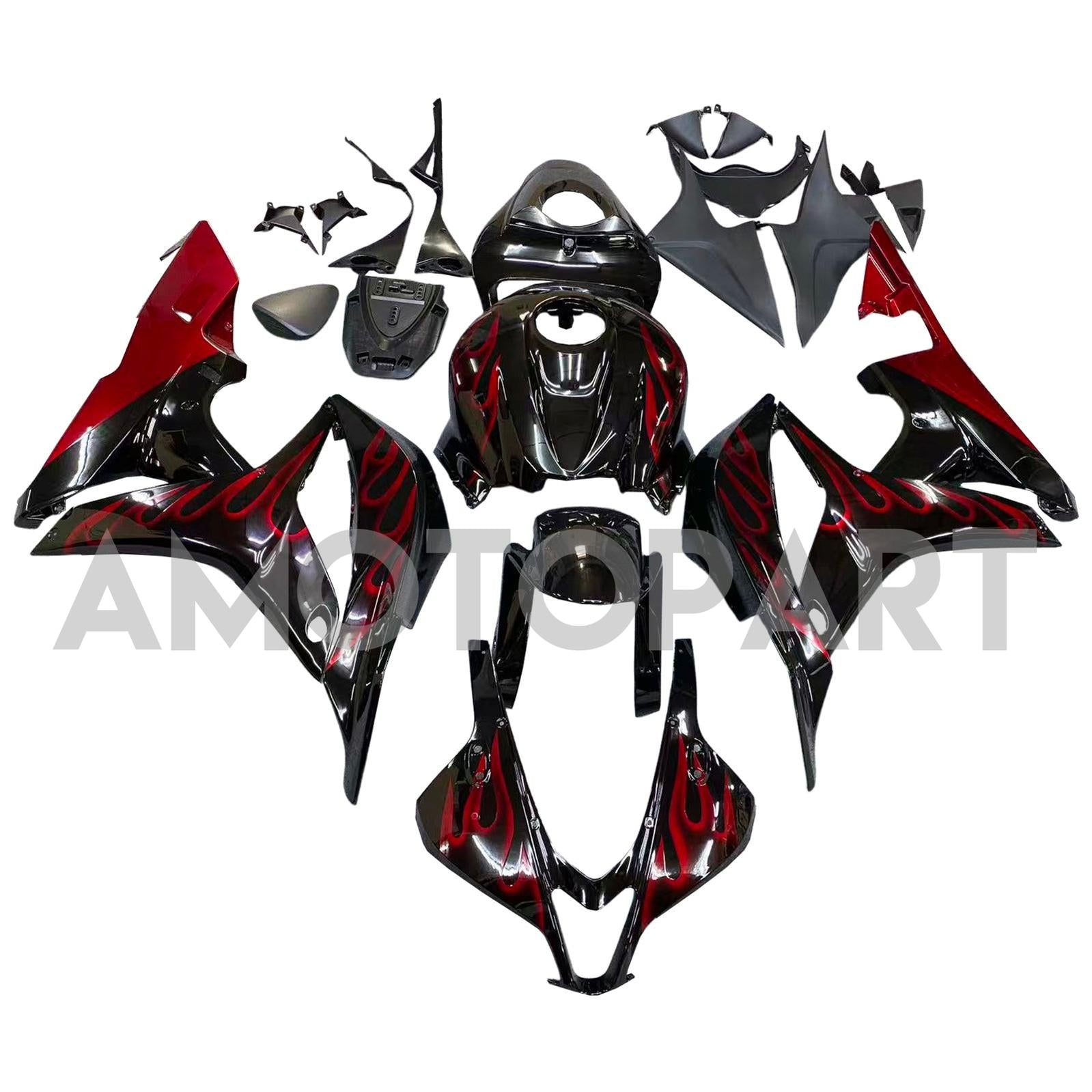 Amotopart 2007-2008 Honda CBR600RR Red & Black Fairing Kit