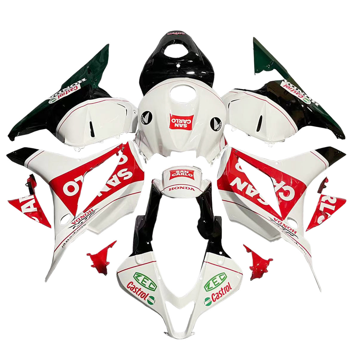 Kit carena Amotopart 2009-2012 Honda CBR600RR bianco e rosso