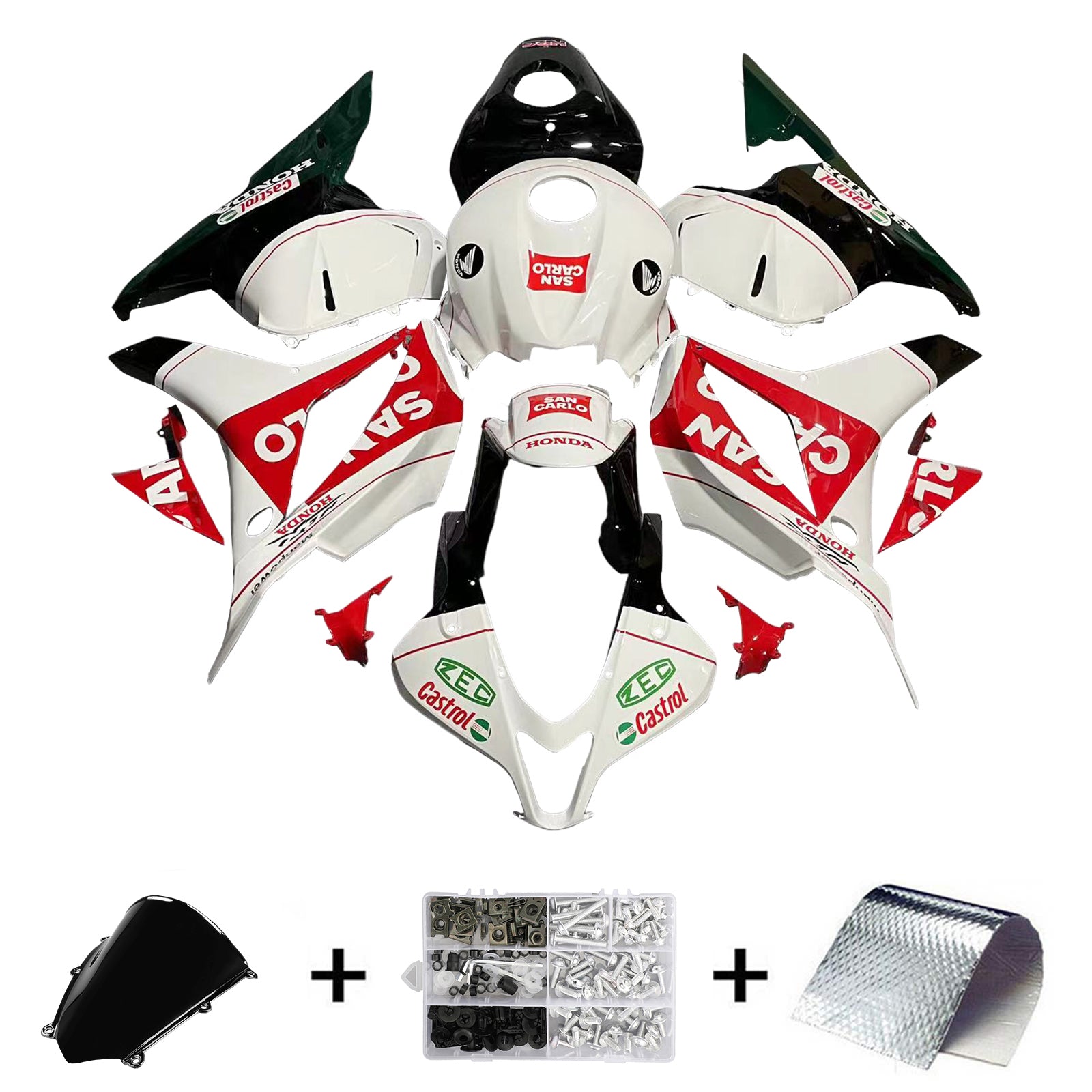 Amotopart 2009-2012 Honda CBR600RR Kit de carenado blanco y rojo