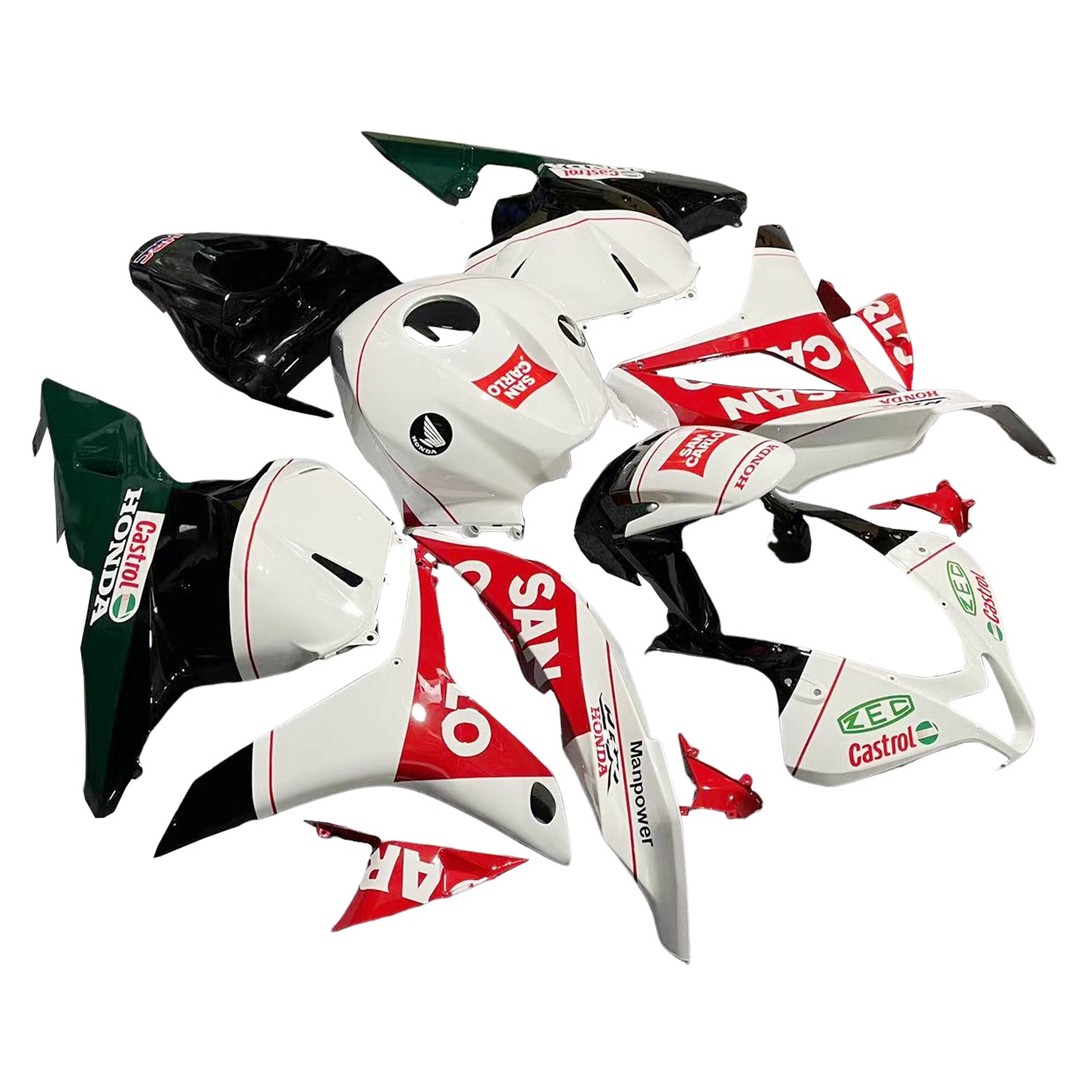 Amotopart 2009-2012 Honda CBR600RR Kit de carénage blanc et rouge