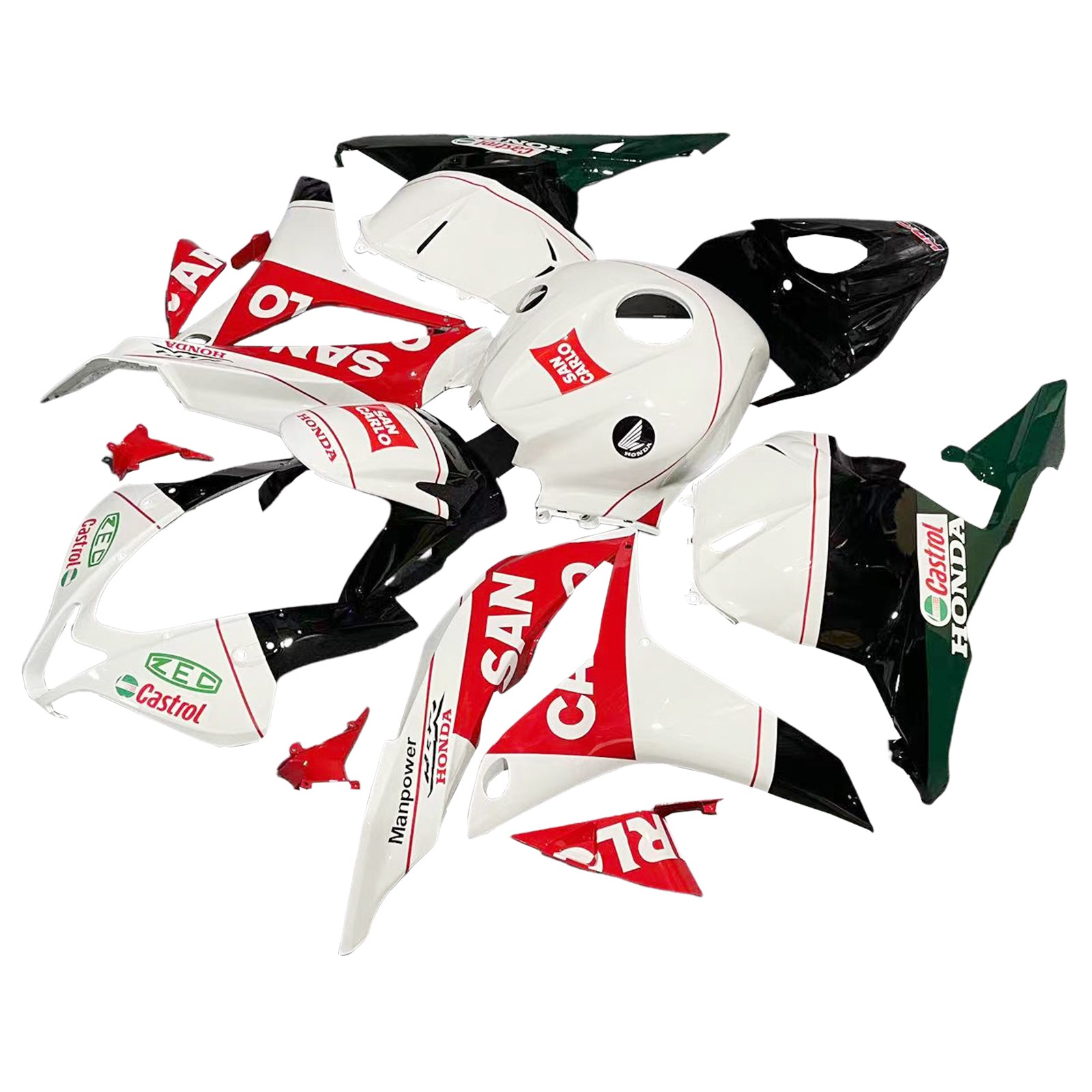 Amotopart 2009-2012 Honda CBR600RR Kit de carénage blanc et rouge