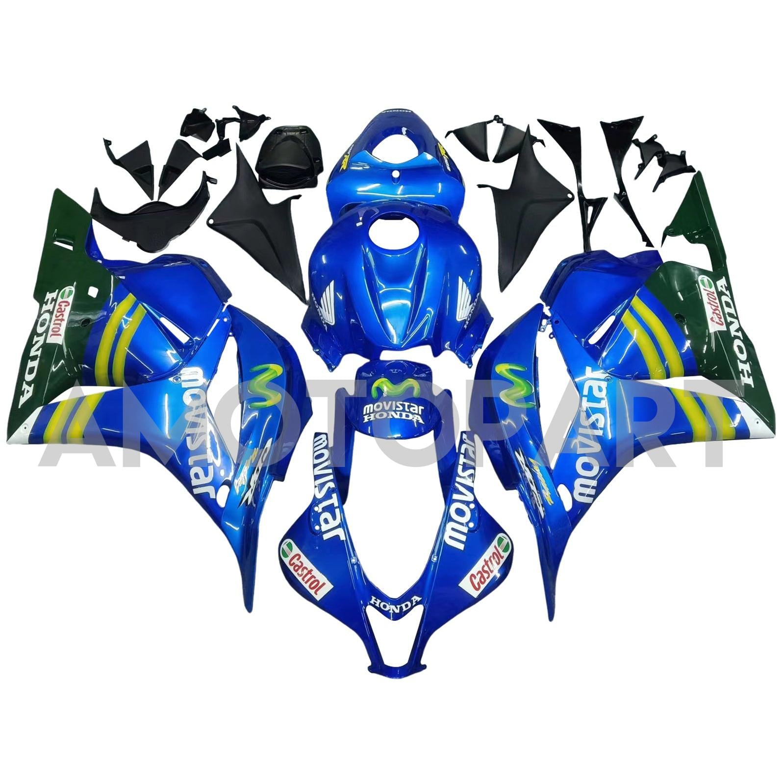 Amotopart 2009-2012 Honda CBR600RR Blue&Green Fairing Kit