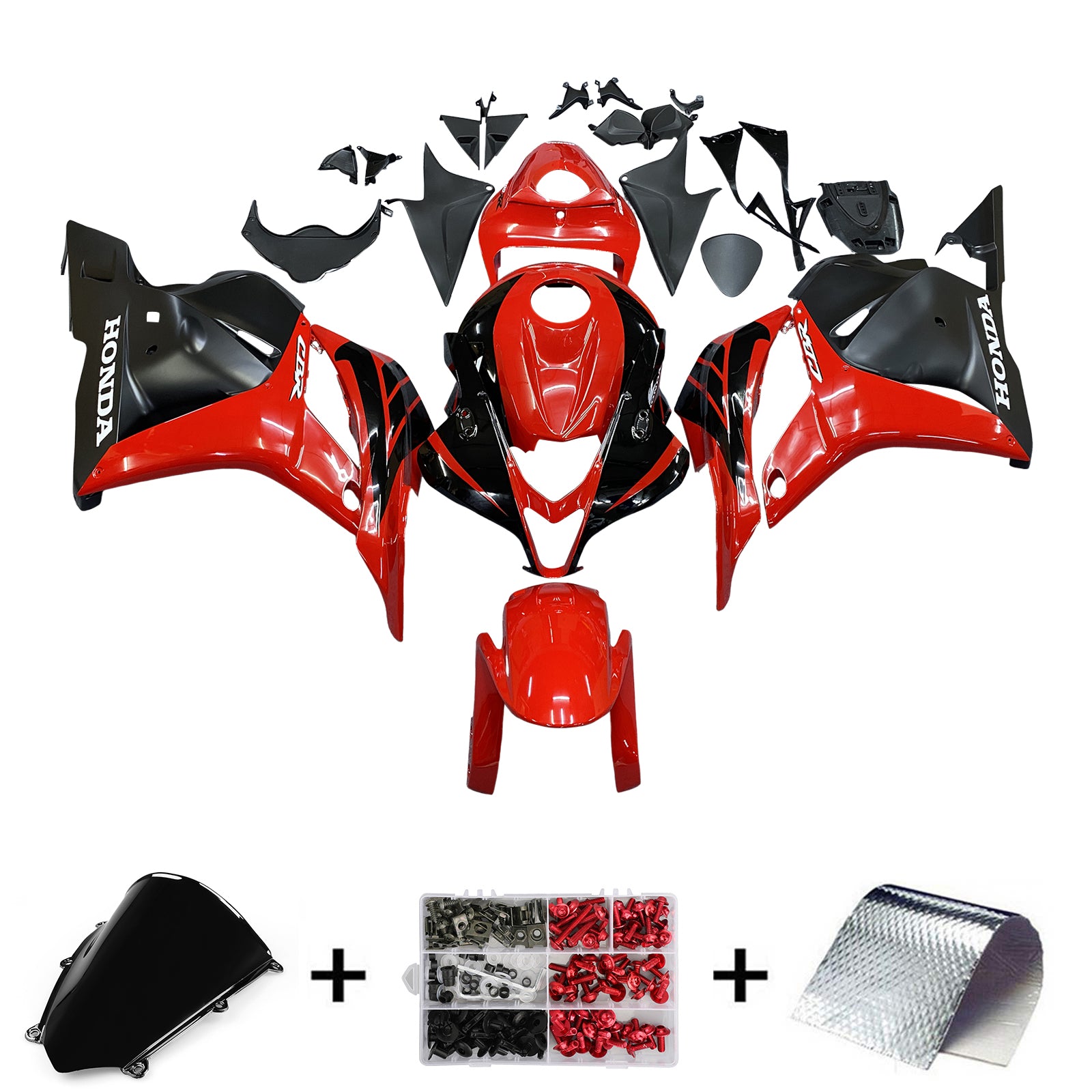 Amotopart 2009-2012 Honda CBR600RR Kit de carenado rojo y negro