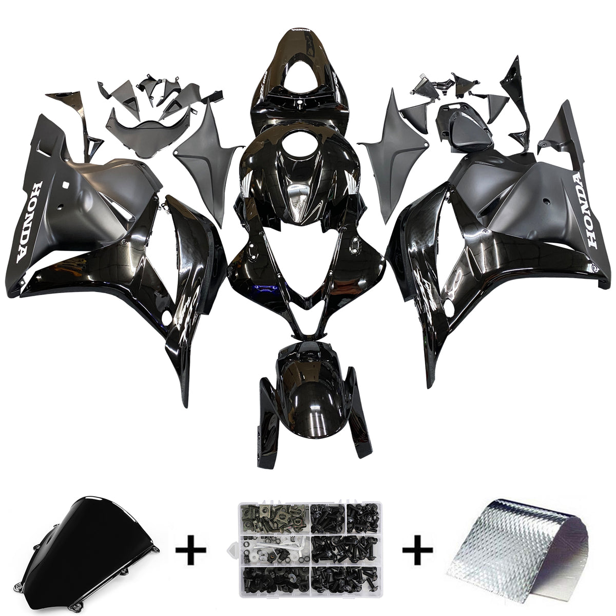 Amotopart 2009–2012 Honda CBR600RR Verkleidungsset in glänzendem und mattem Schwarz