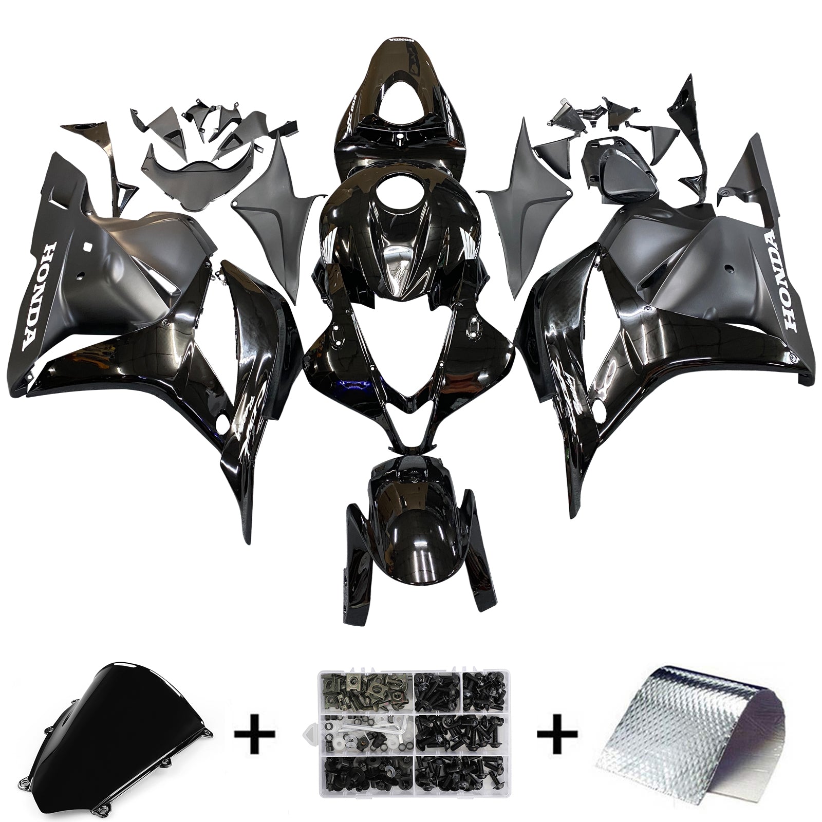 Amotopart 2009-2012 Kit carena Honda CBR600RR nero lucido e opaco