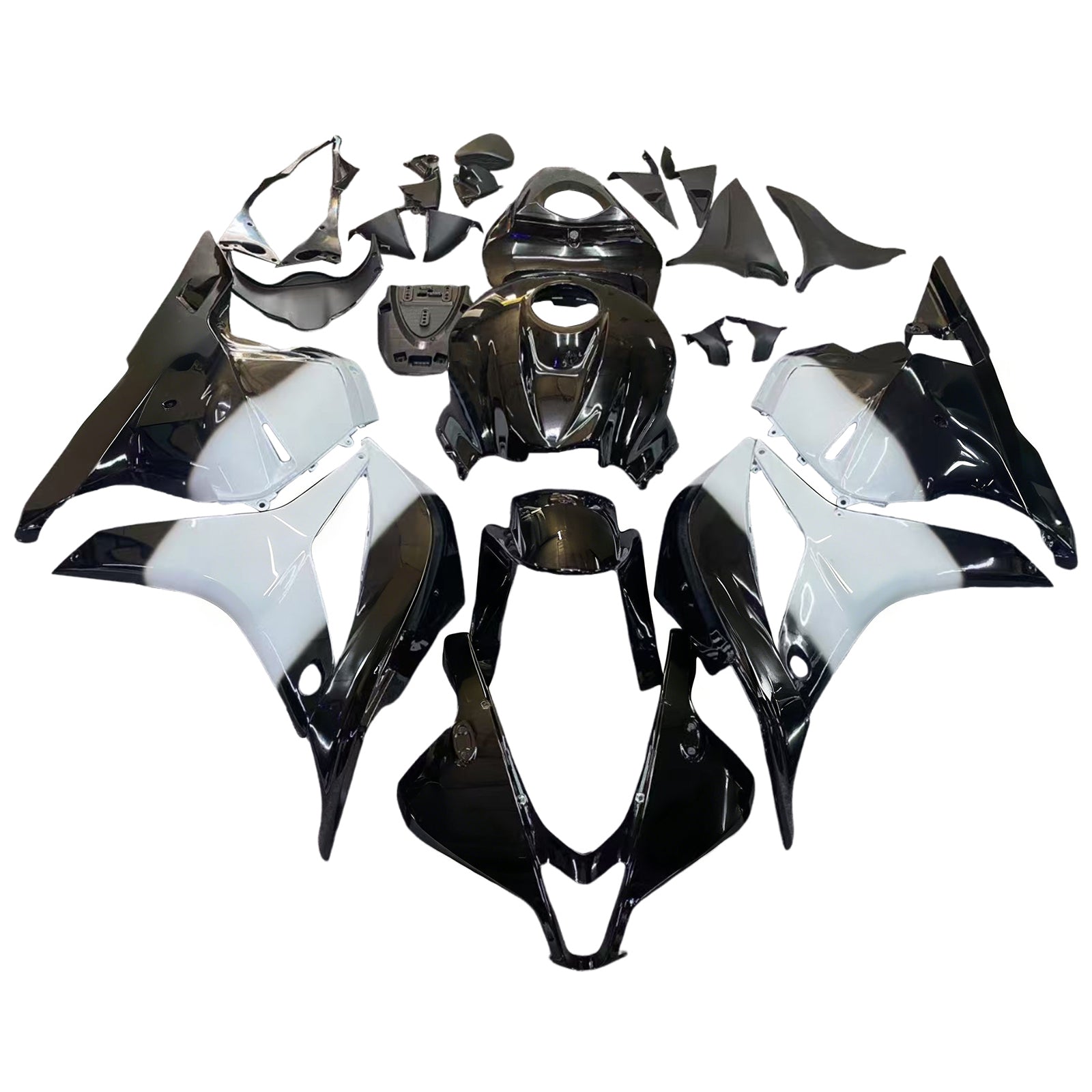 Amotopart 2009-2012 Honda CBR600RR White&Black Logos Fairing Kit