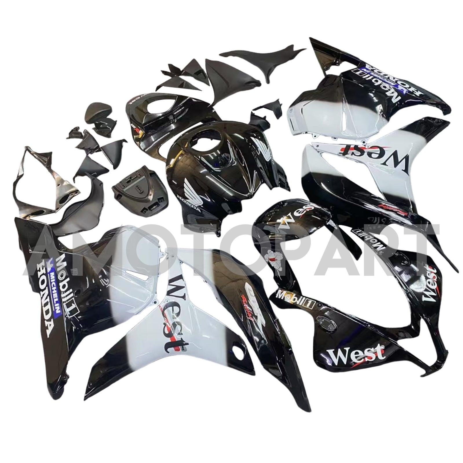 Amotopart 2009-2012 Honda CBR600RR WHITE & BLACK LOGOS FAIRING KIT