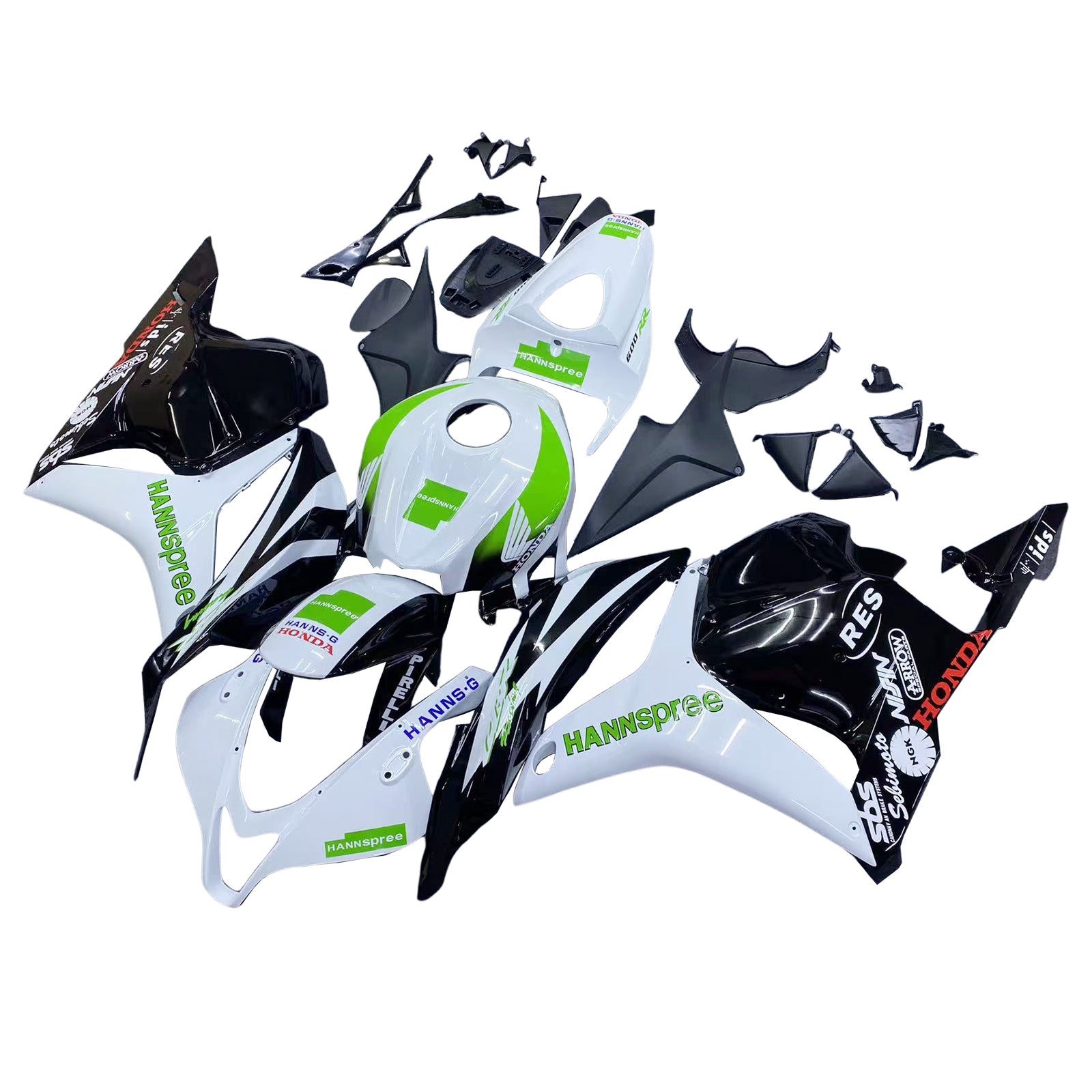 Amotopart 2009-2012 Honda CBR600RR Green&White Style1 Fairing Kit