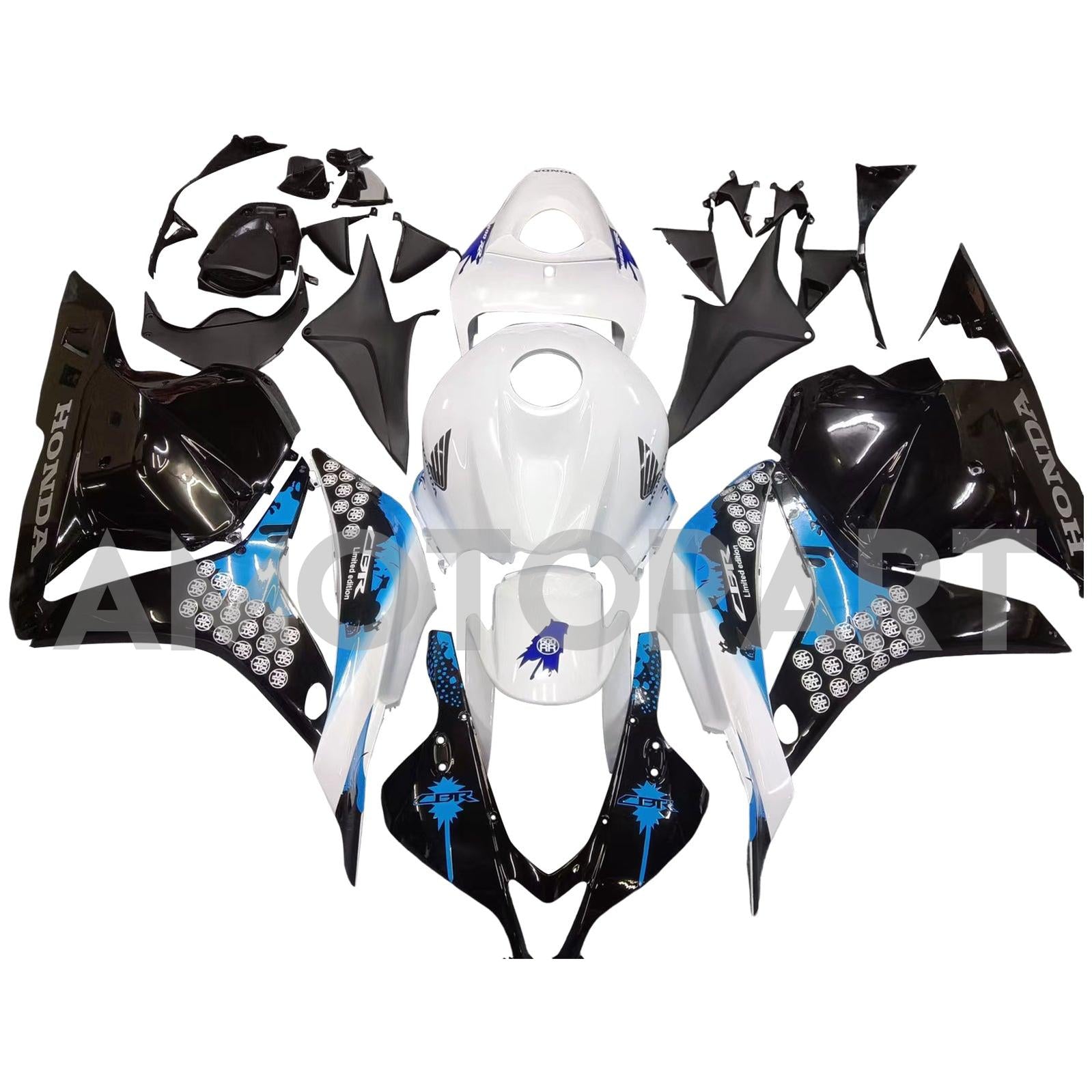 Amotopart 2009-2012 Honda CBR600RR White Blue Fairing Kit