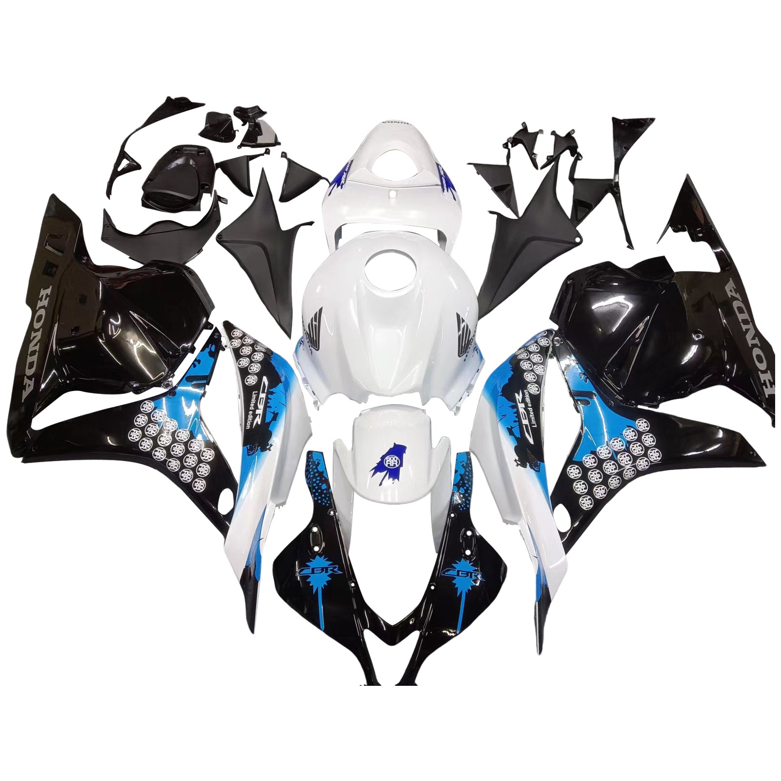 Amotopart 2009-2012 Honda CBR600RR White Blue Fairing Kit