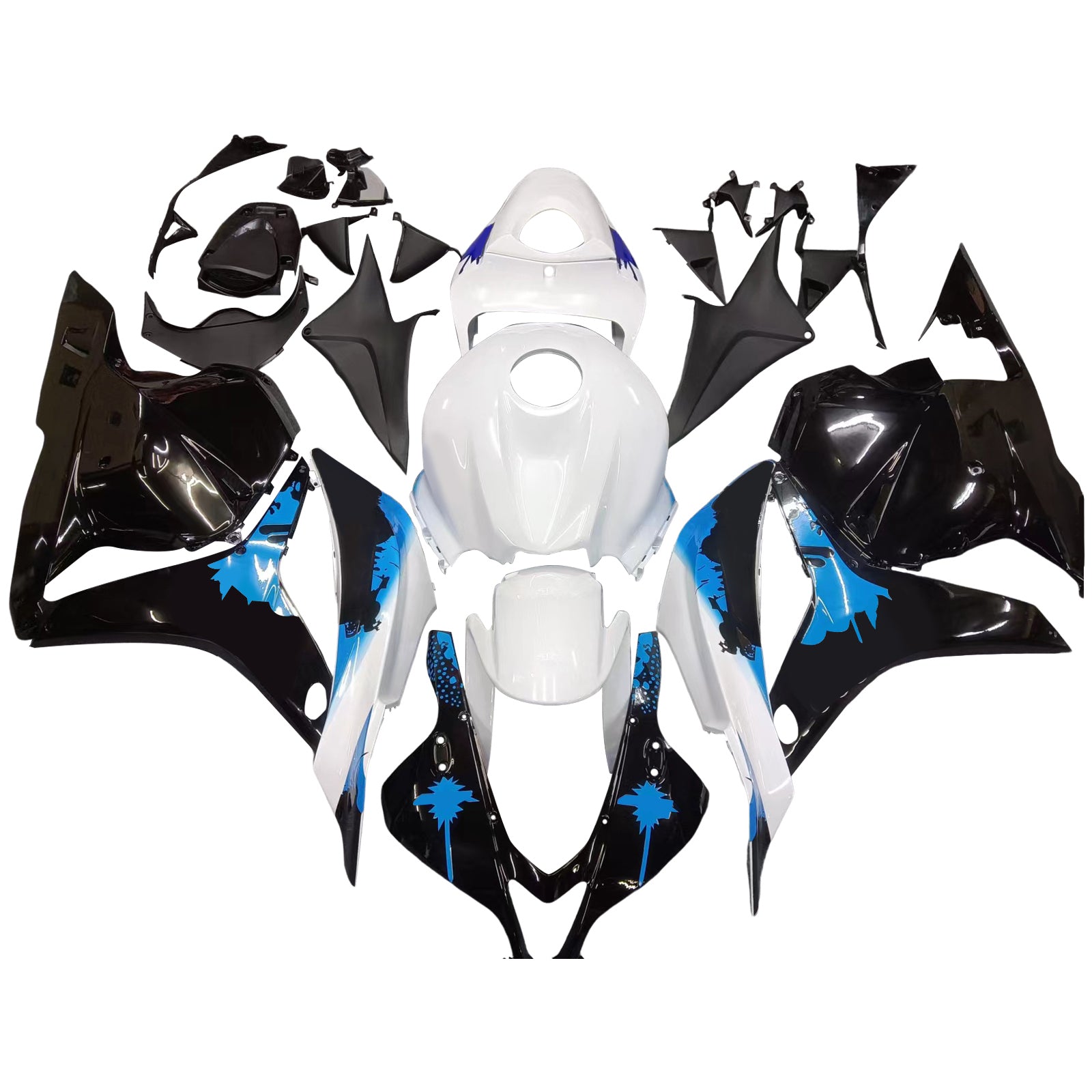 Amotopart 2009-2012 Honda CBR600RR White Blue Fairing Kit
