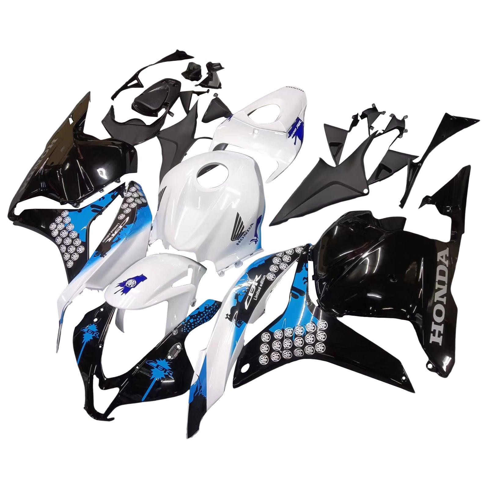 Amotopart 2009-2012 Honda CBR600RR Kit de carénage blanc bleu