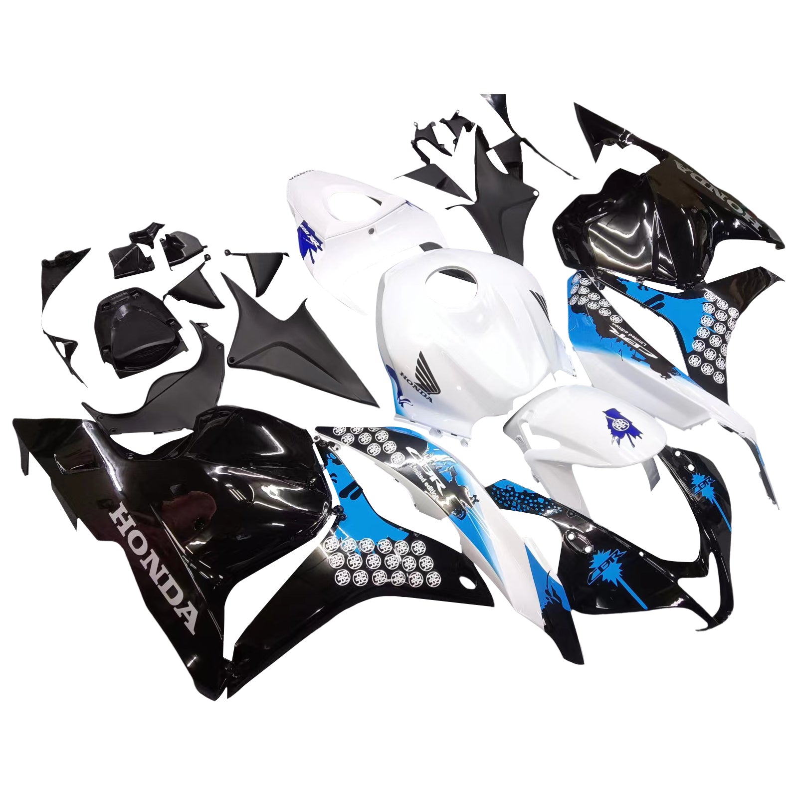 Amotopart 2009-2012 Honda CBR600RR Kit de carénage blanc bleu