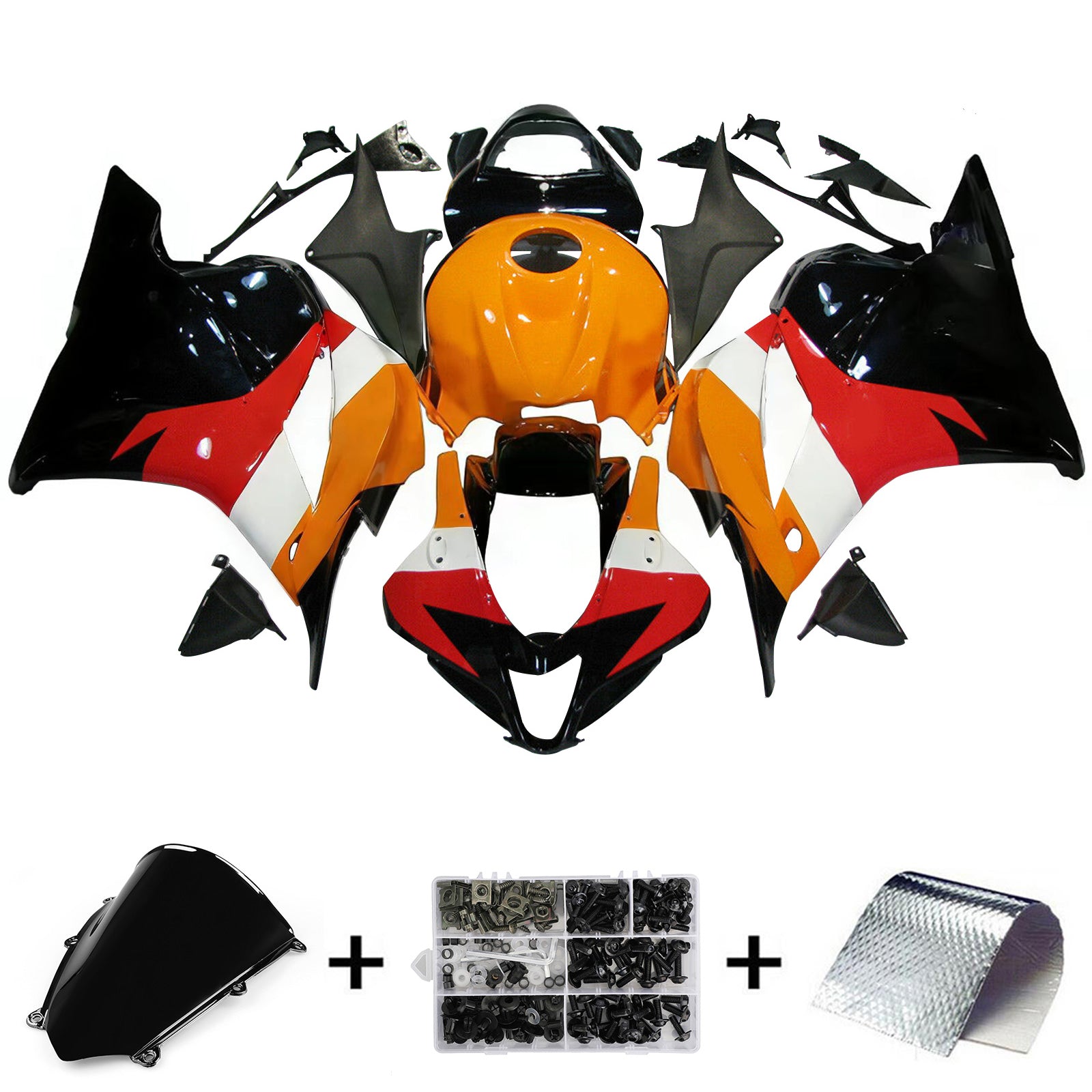 Amotopart 2009-2012 Honda CBR600RR Orange & Black Fairing Kit