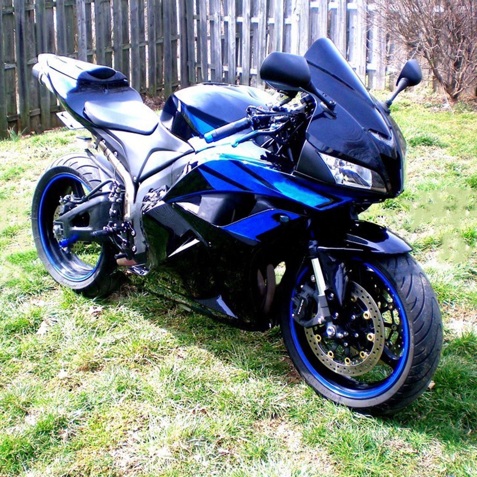 rrrダークブルーandイフブラックボーンタンクトップandブリーチスター Amotopart 2009-2012 Honda CBR600RR Black ＆ Blue Fairing Kit