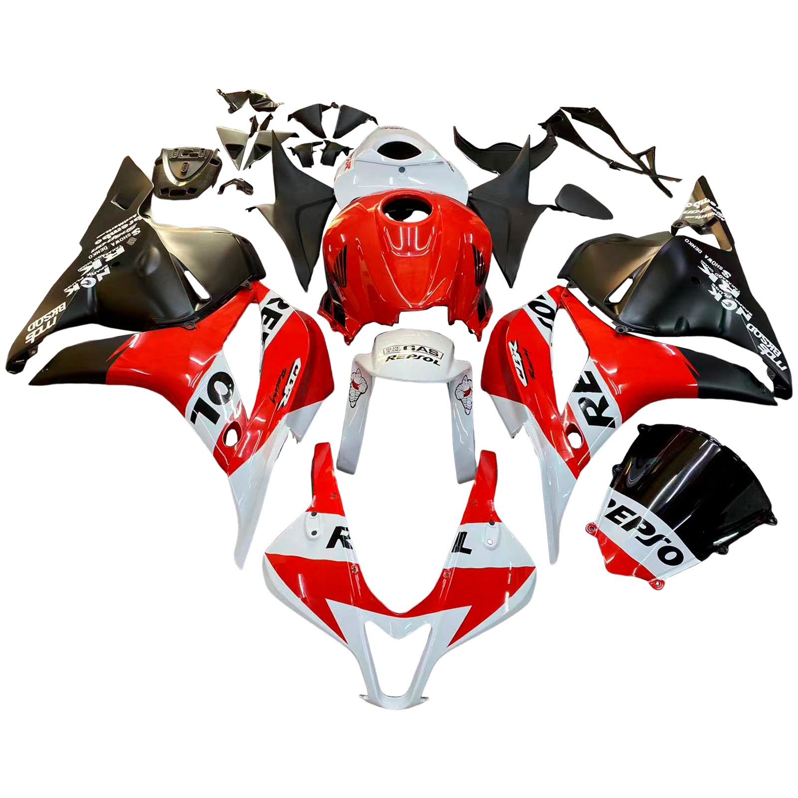 Amotopart 2009-2012 Honda CBR600RR White Red Fairing Kit
