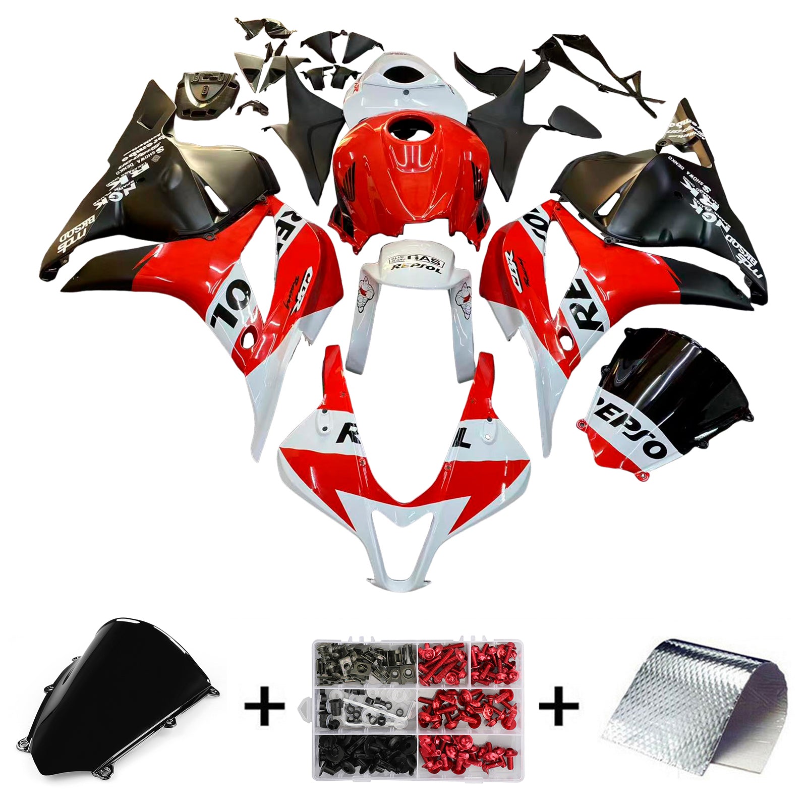 Amotopart 2009-2012 Honda CBR600RR White Red Fairing Kit